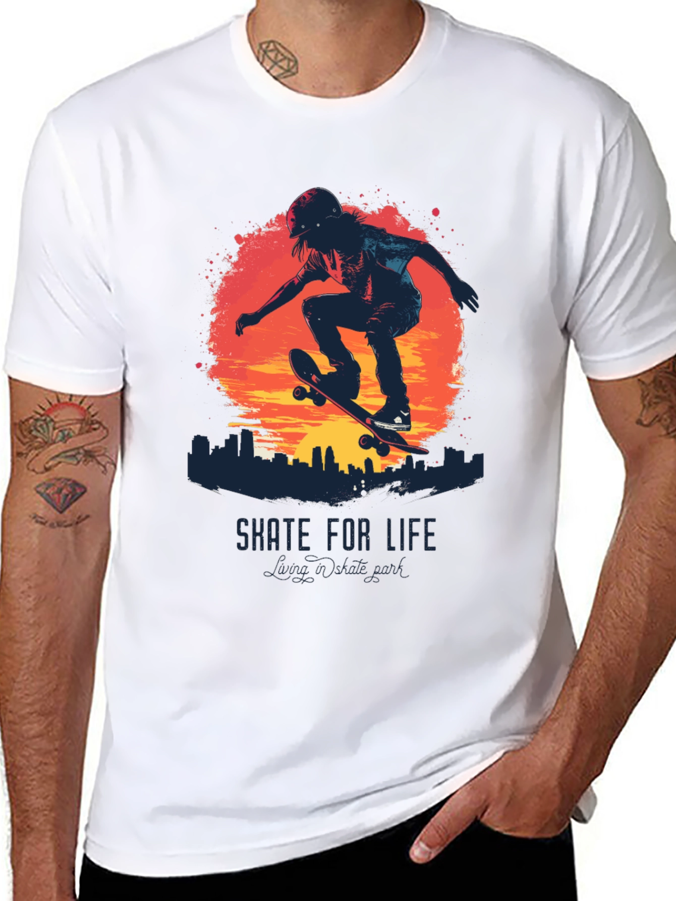 Skate for Life Graphic Tee - Cool Skateboarder Design