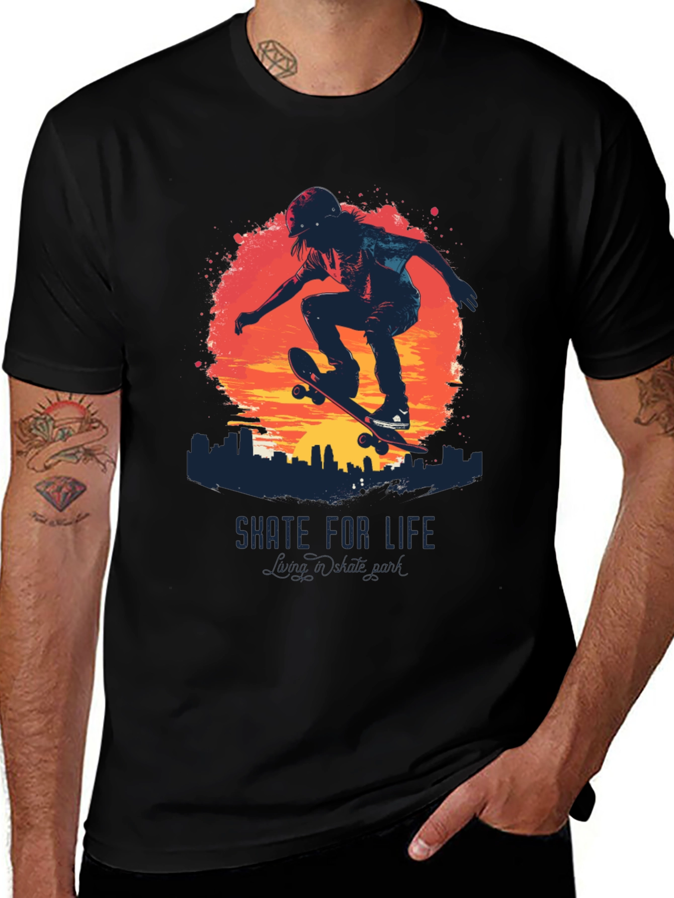 Skate for Life Graphic Tee - Cool Skateboarder Design