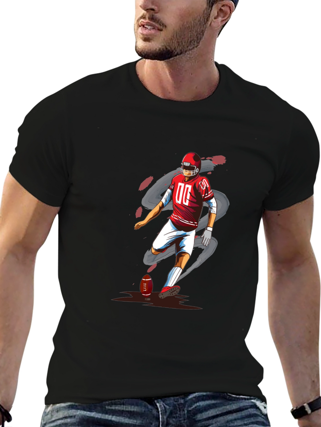 Football Player Graphic T-Shirt