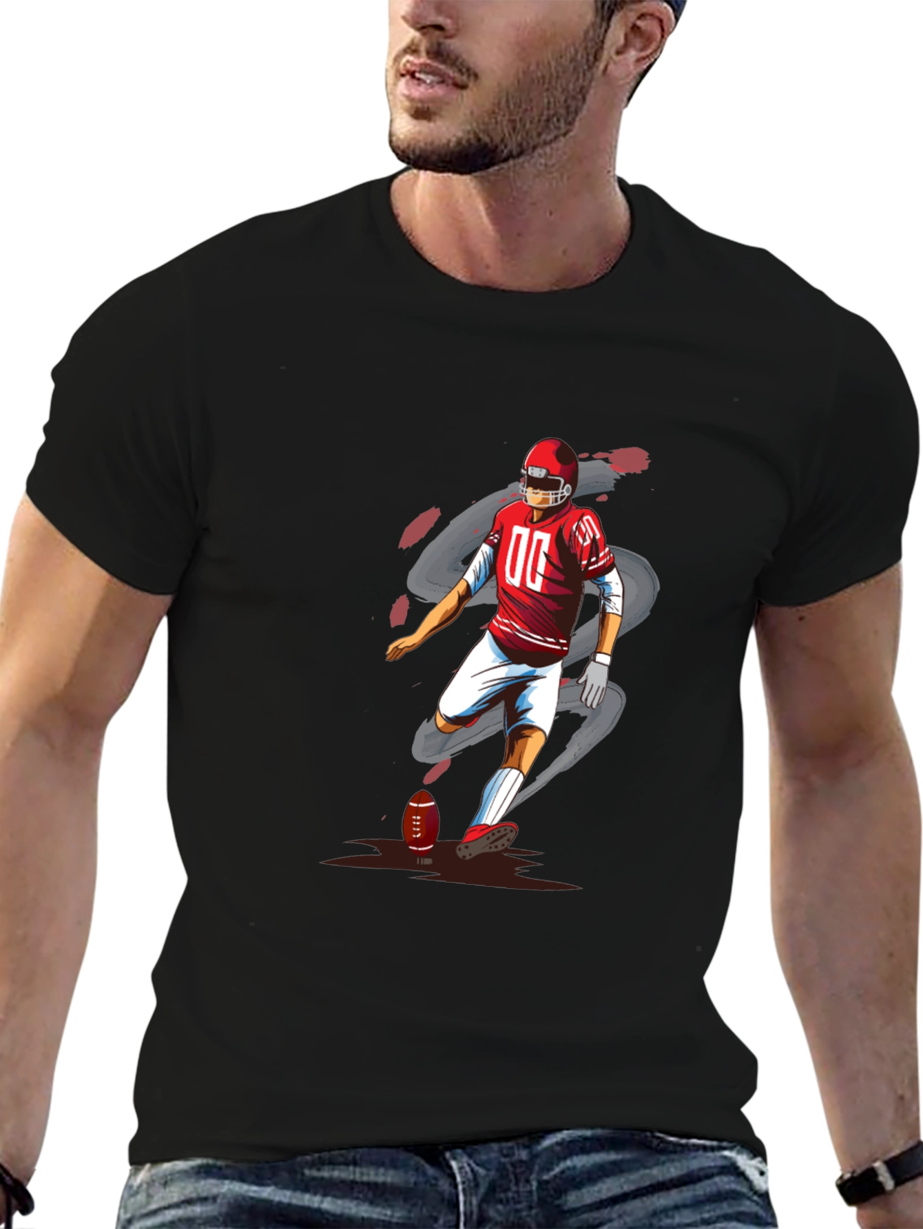 Football Player Graphic T-Shirt