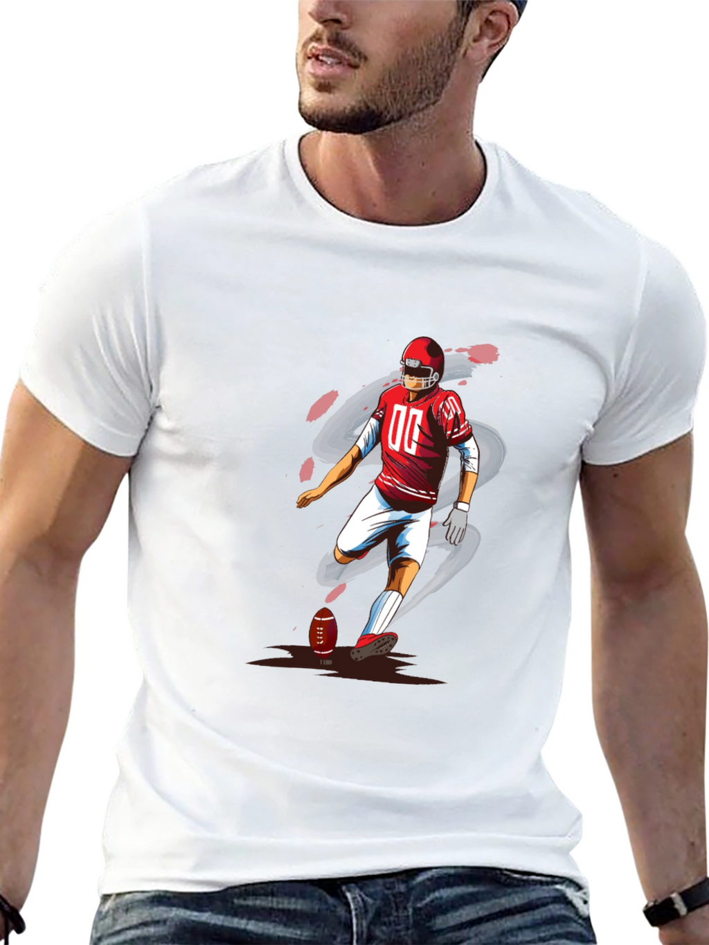 Football Player Graphic T-Shirt