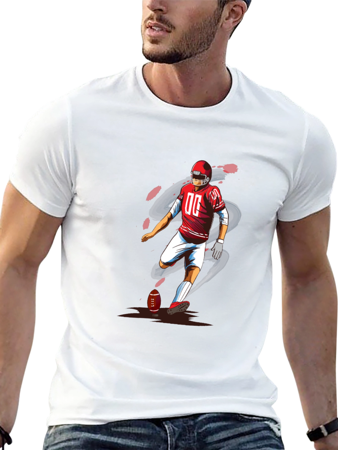 Football Player Graphic T-Shirt