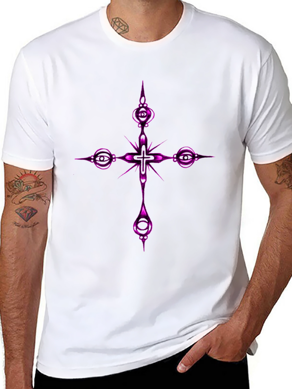 Gothic Cross Graphic Tee - Black