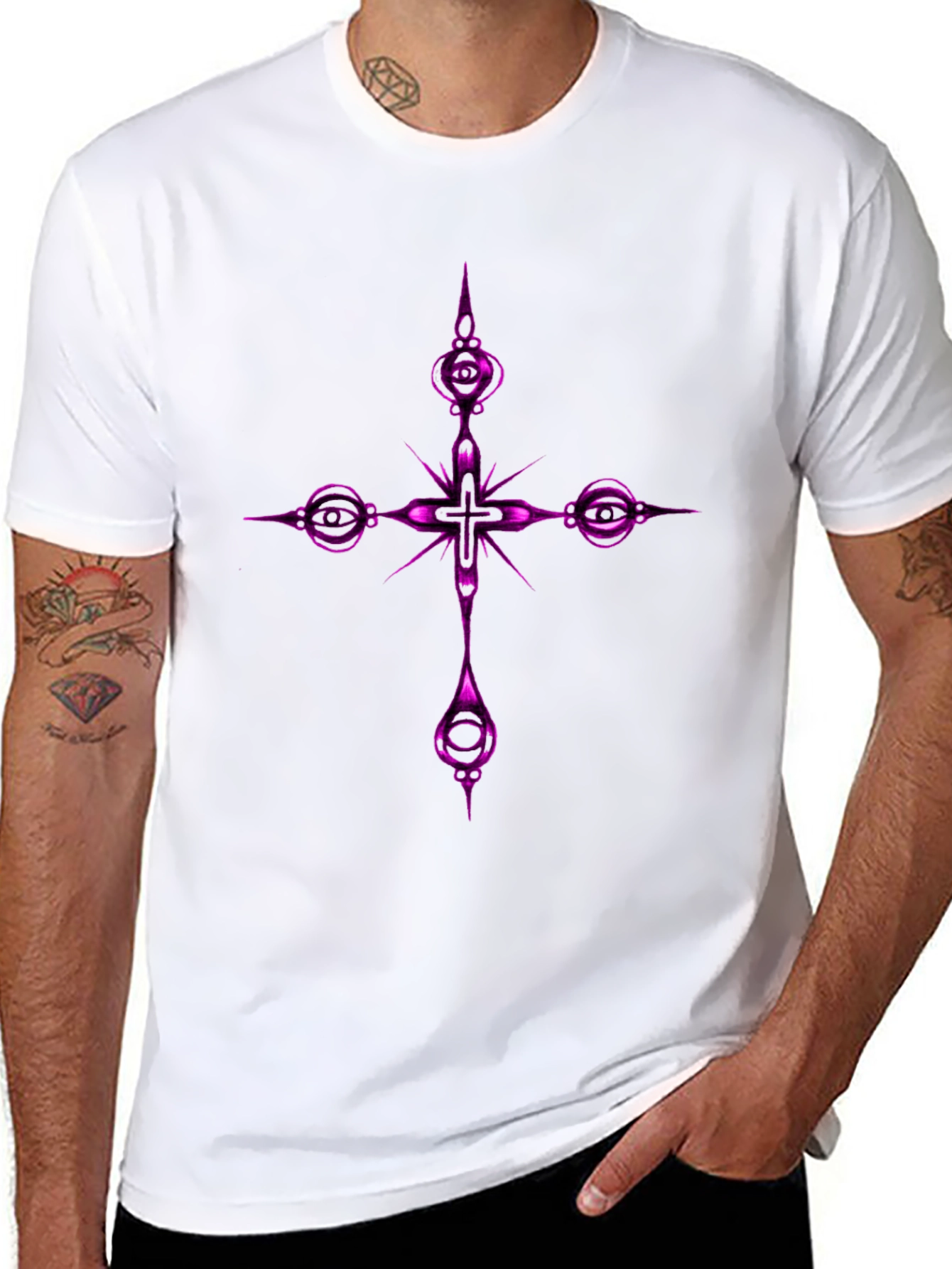 Gothic Cross Graphic Tee - Black