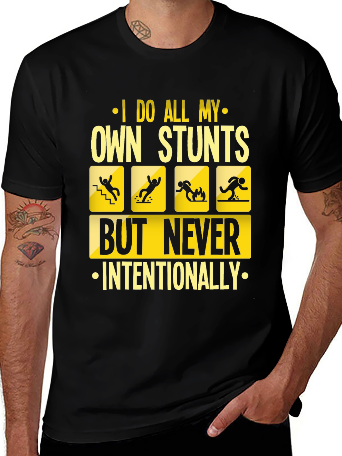 I Do All My Own Stunts Funny Graphic Tee