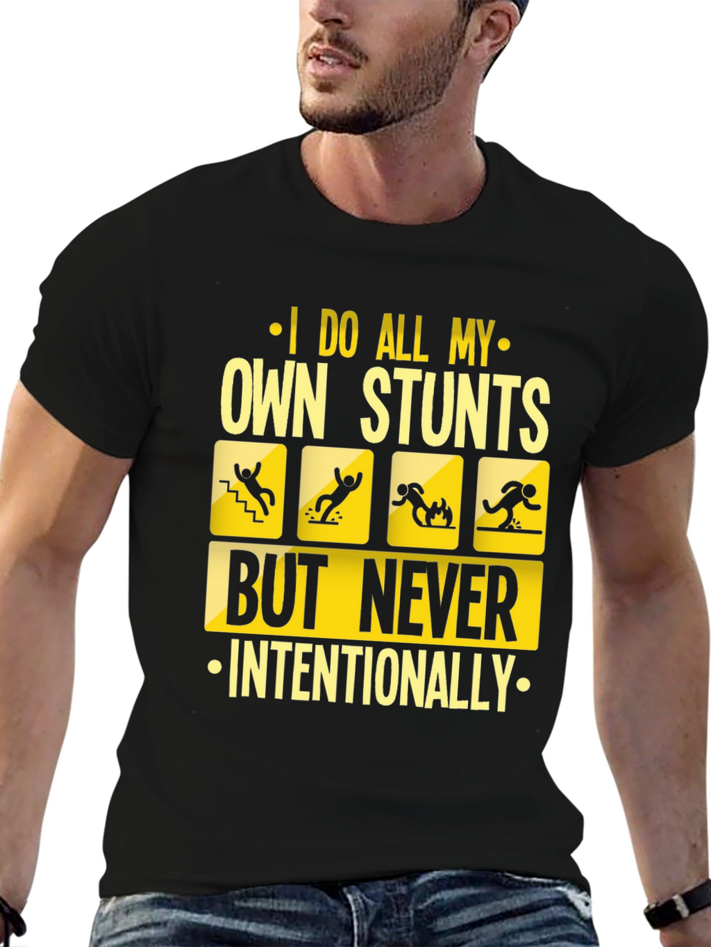 I Do All My Own Stunts Funny Graphic Tee
