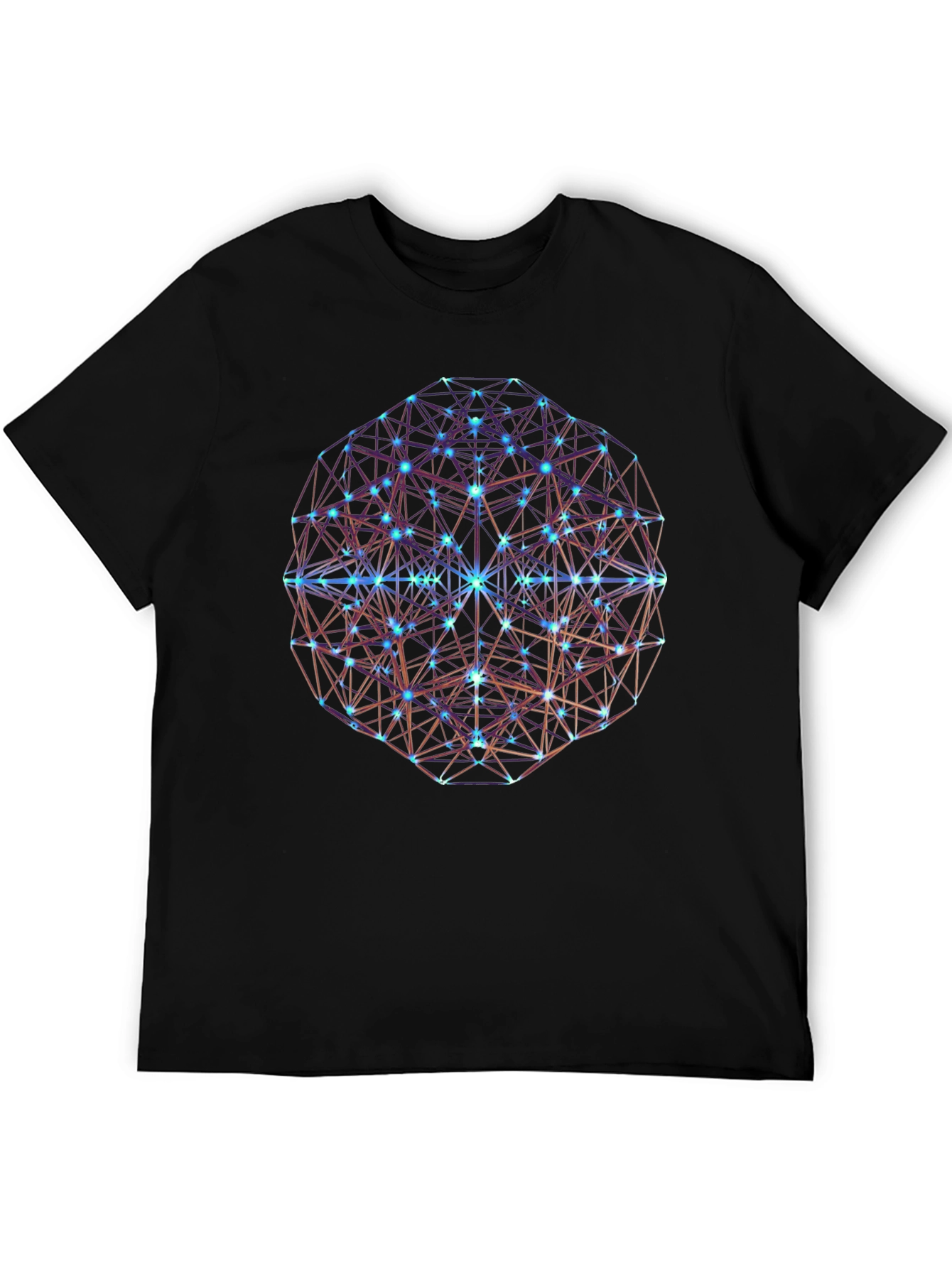 Geometric Sphere Graphic Print Black T-Shirt