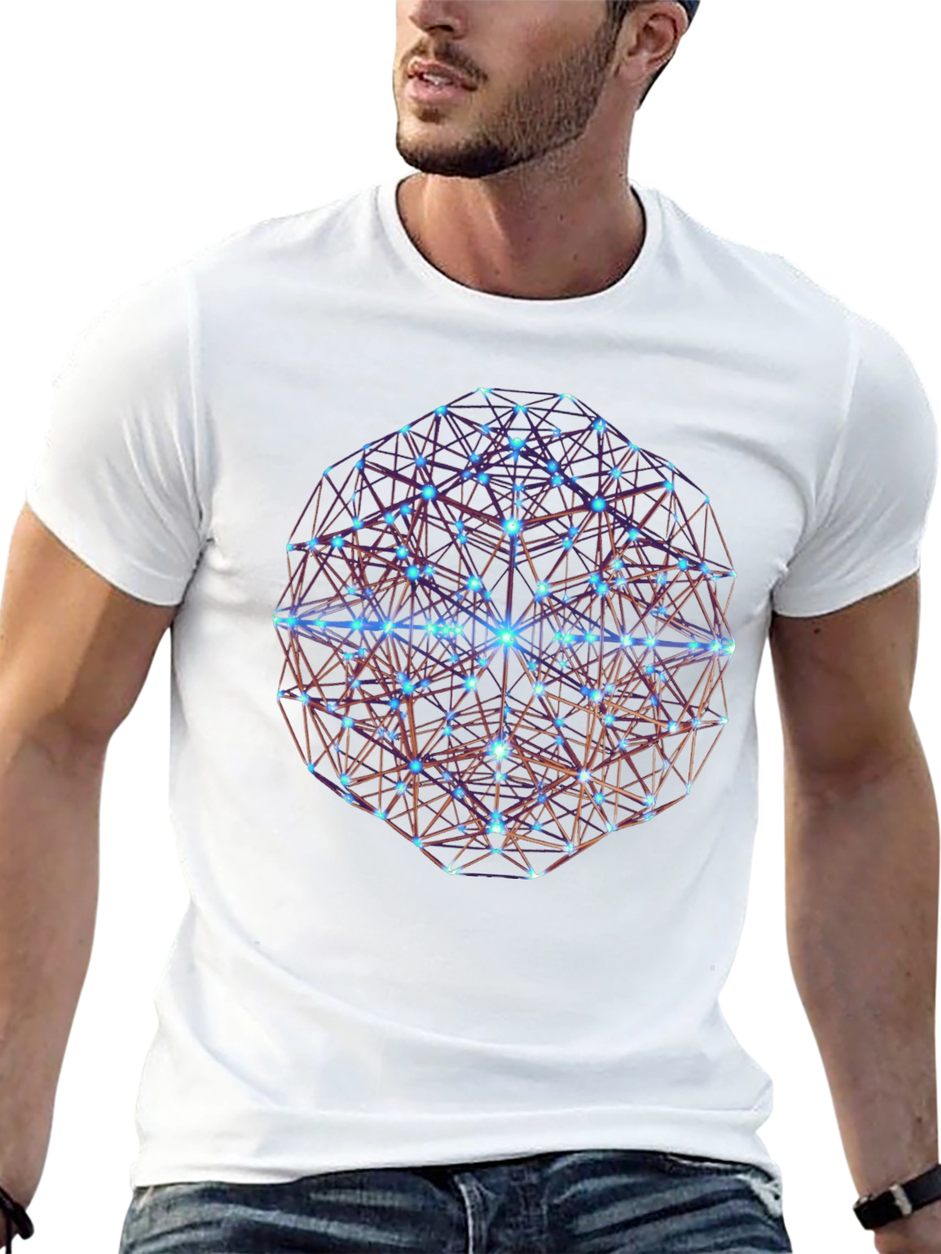 Geometric Sphere Graphic Print Black T-Shirt