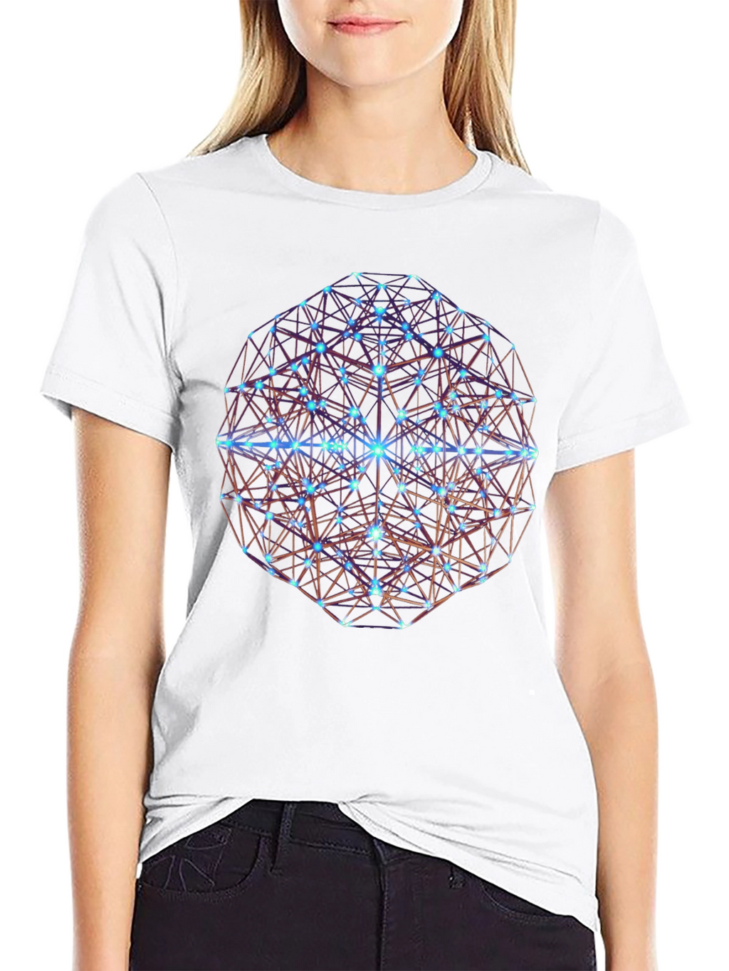 Geometric Sphere Graphic Print Black T-Shirt