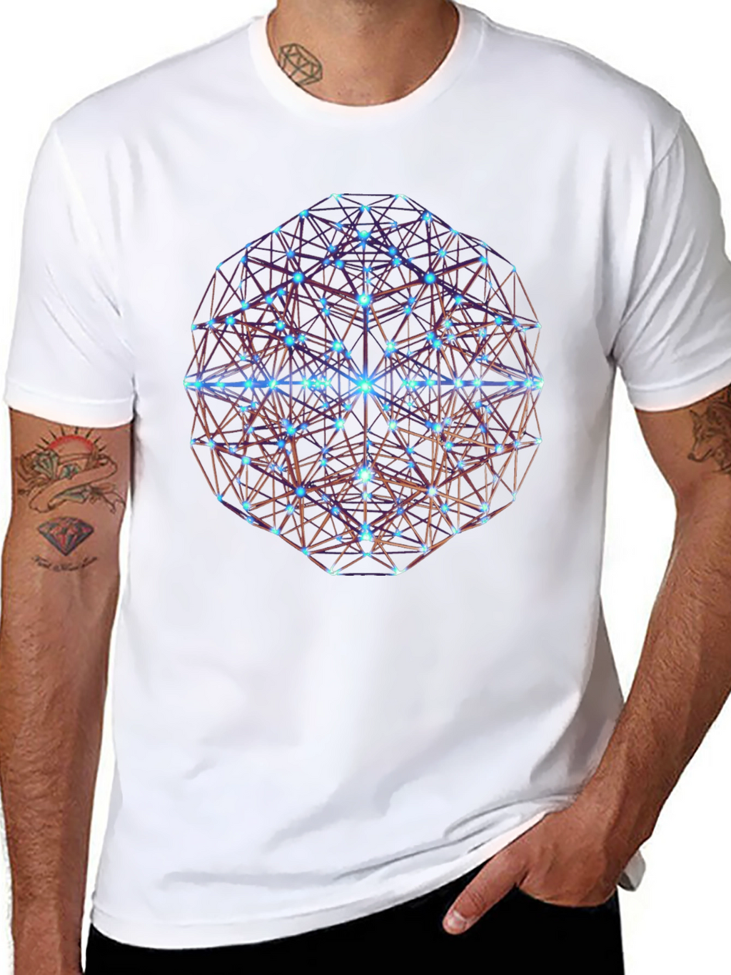 Geometric Sphere Graphic Print Black T-Shirt