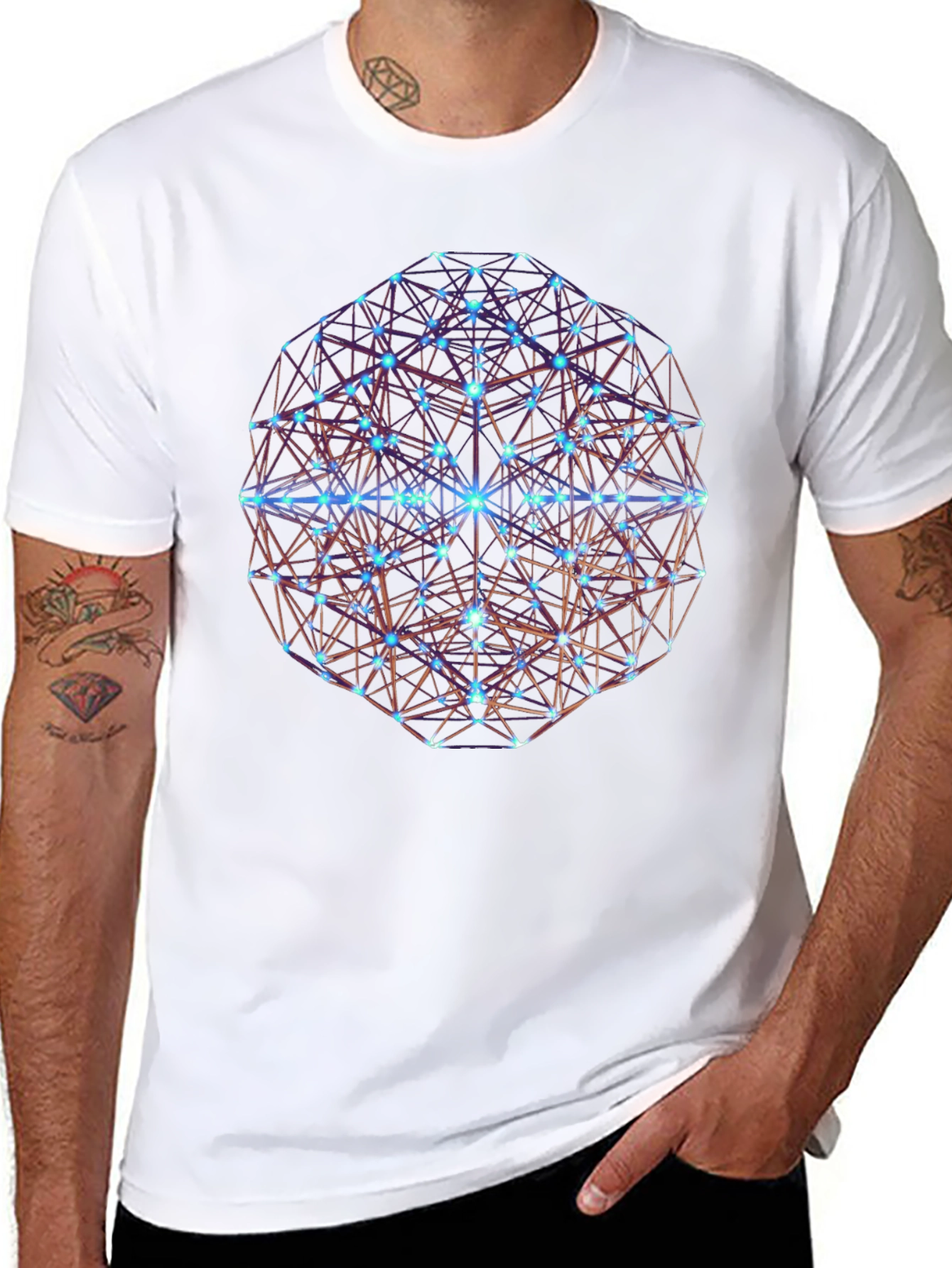 Geometric Sphere Graphic Print Black T-Shirt