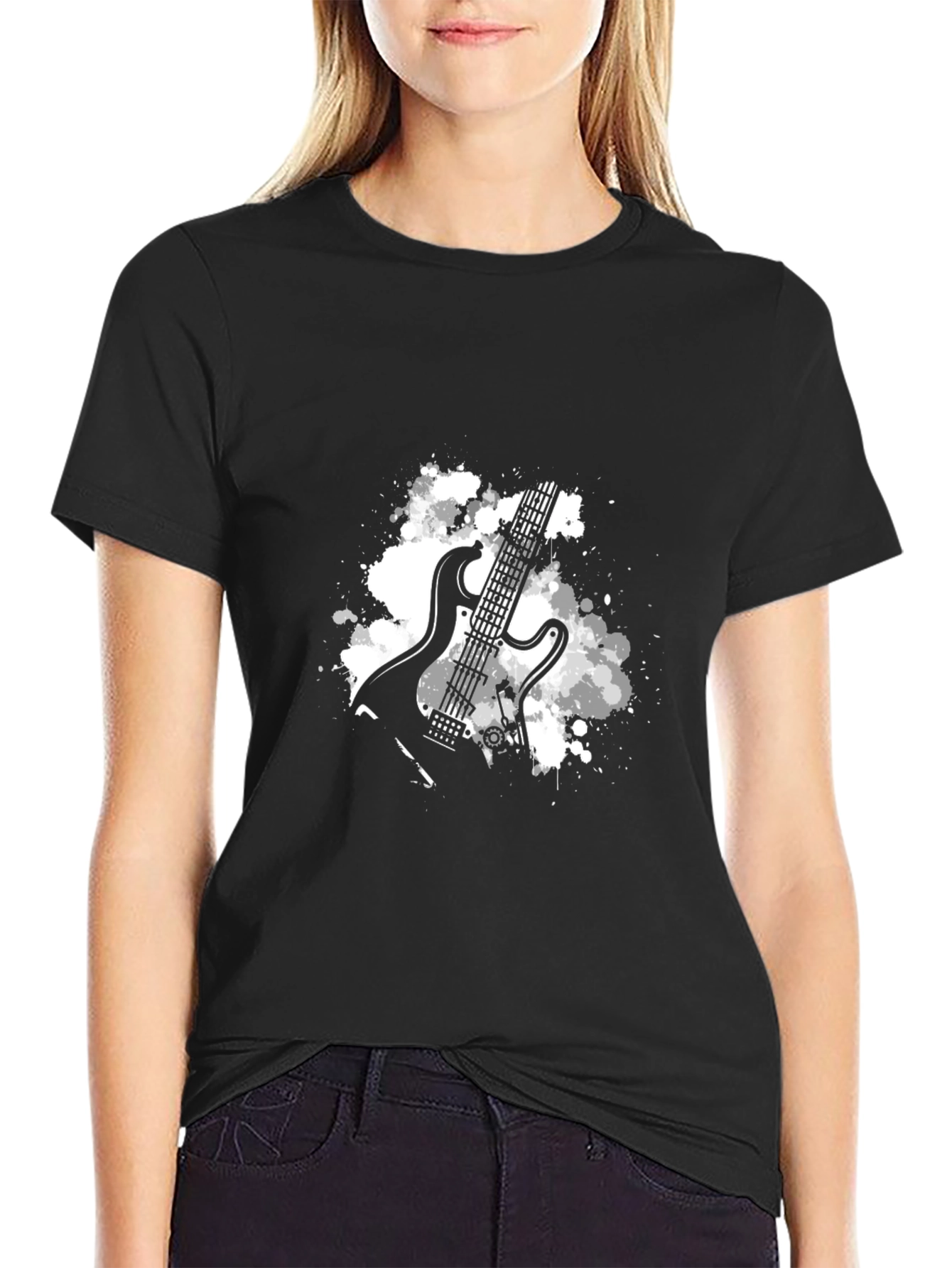 Black Guitar Graphic T-Shirt