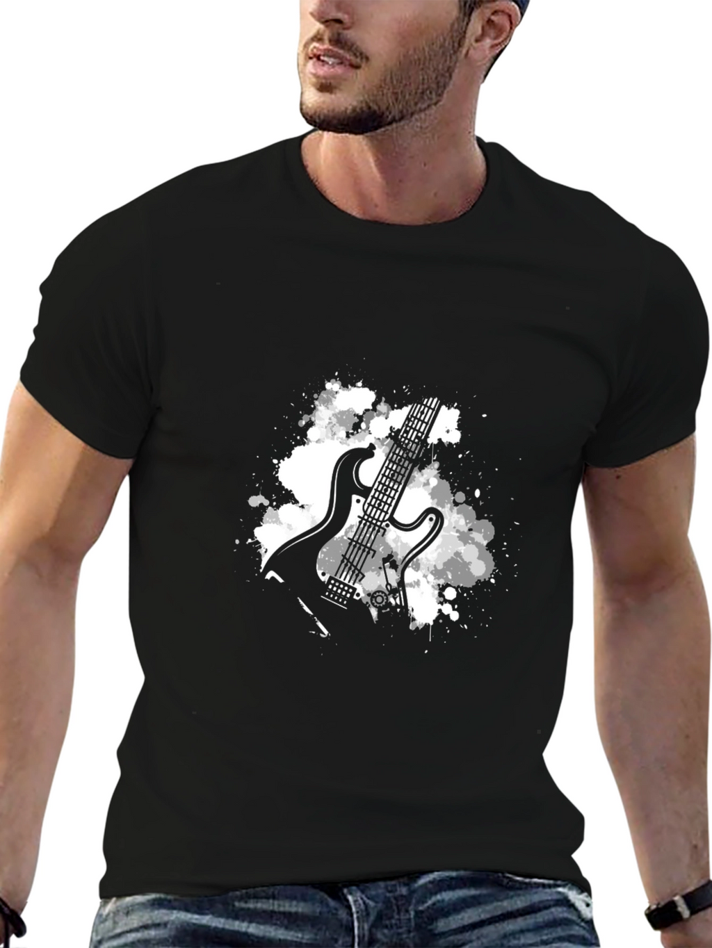Black Guitar Graphic T-Shirt