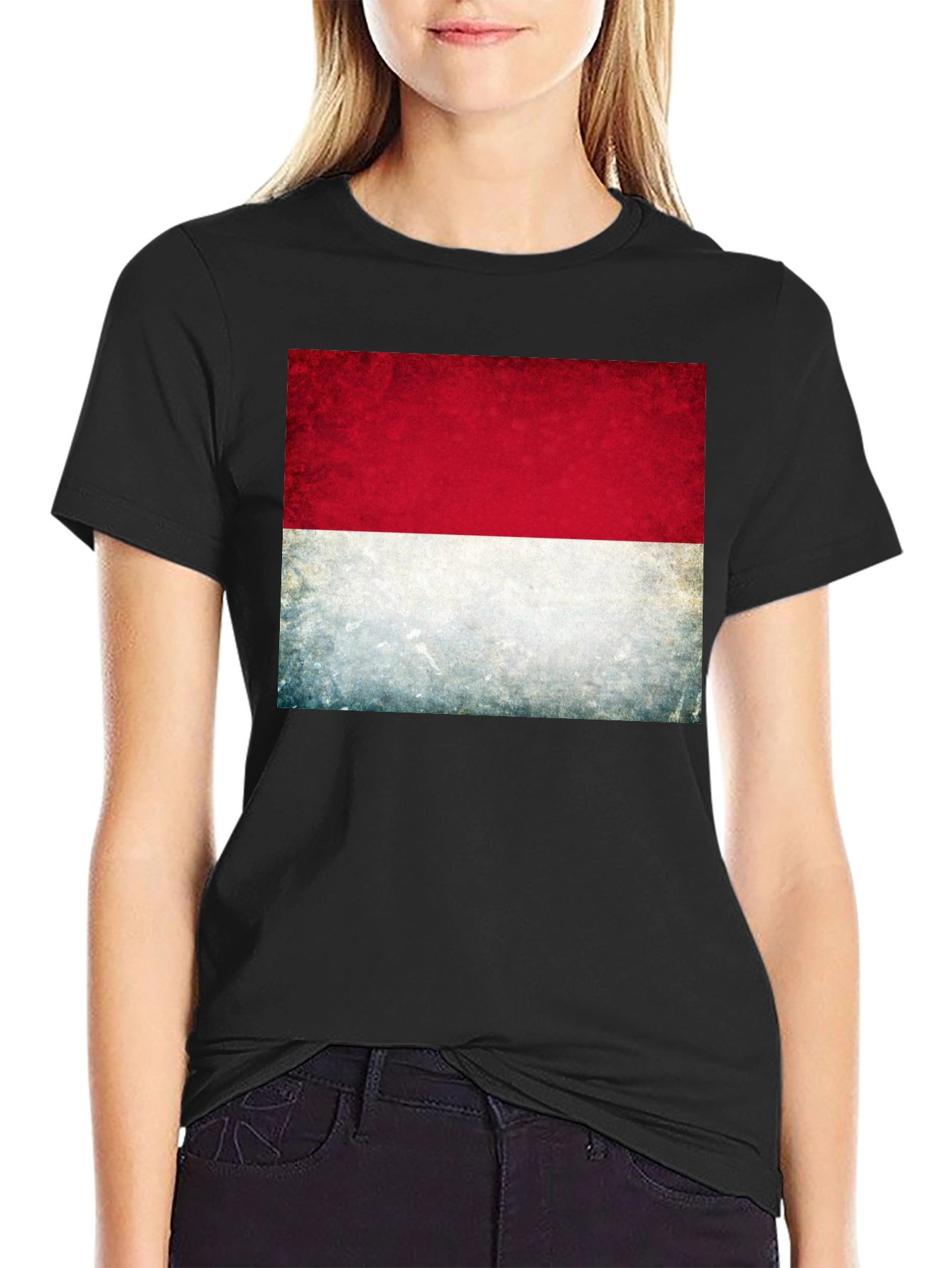 Indonesia Flag Graphic Tee - Black Cotton T-Shirt