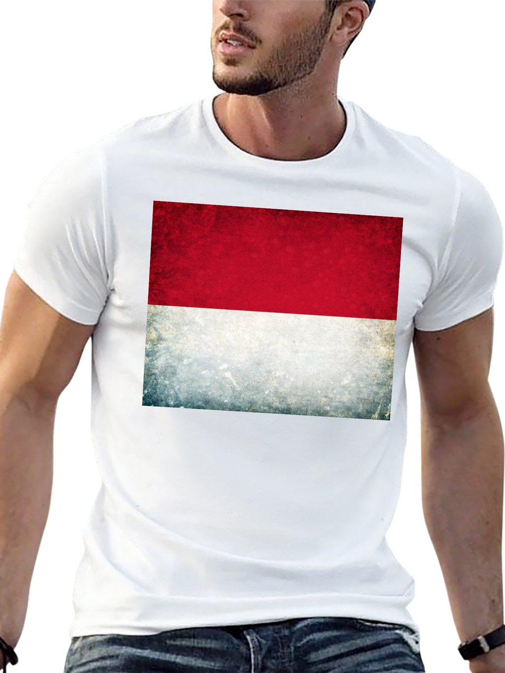 Indonesia Flag Graphic Tee - Black Cotton T-Shirt