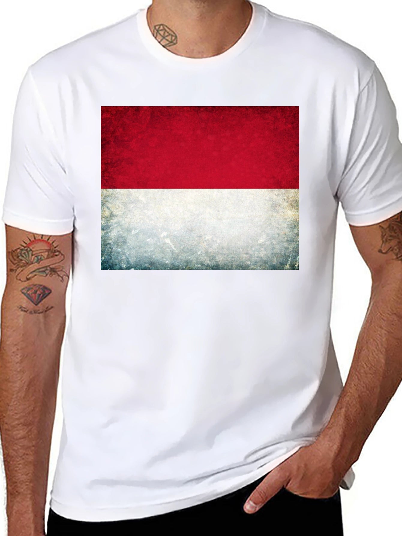 Indonesia Flag Graphic Tee - Black Cotton T-Shirt