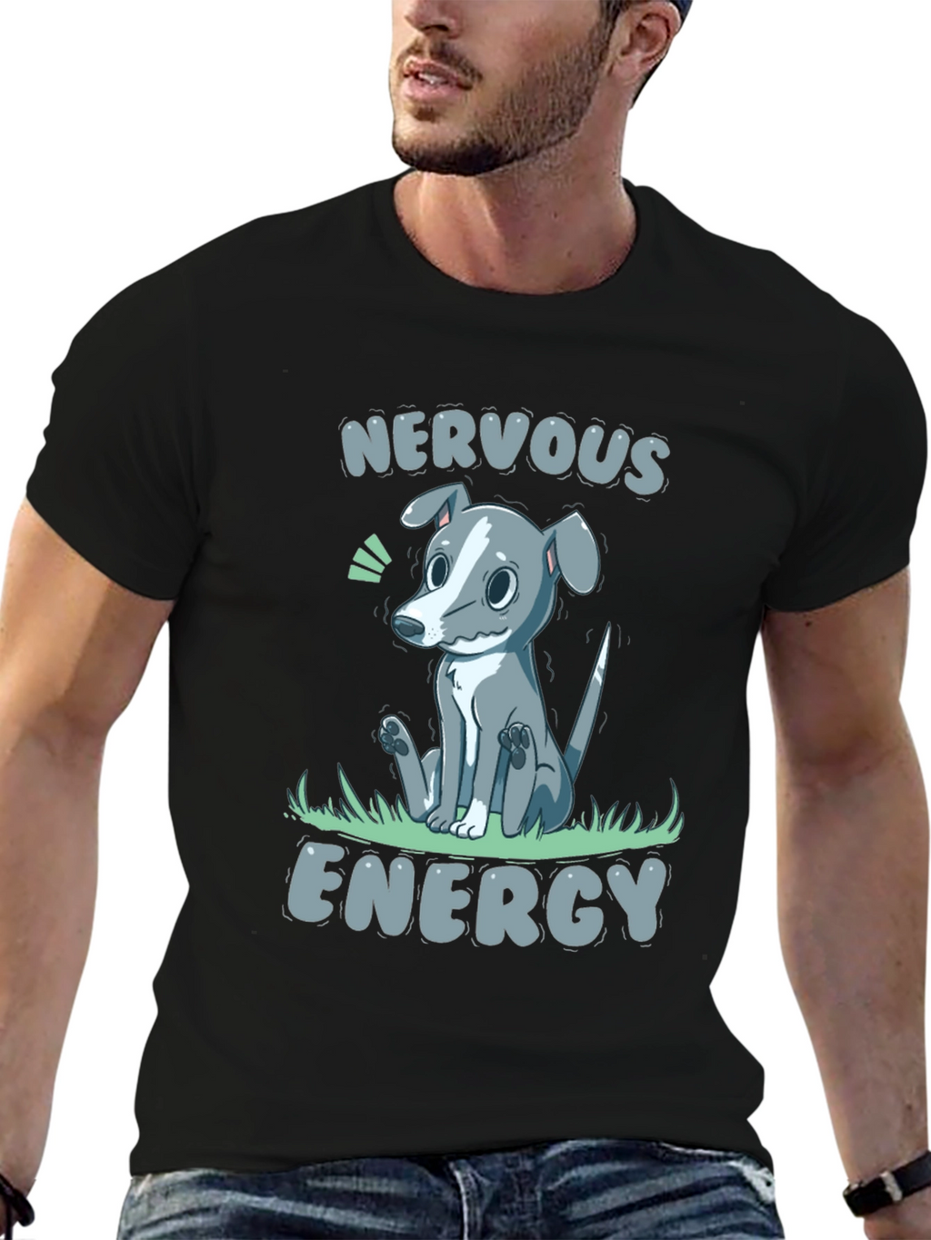 Nervous Energy Dog Graphic Tee - Unisex Black T-Shirt