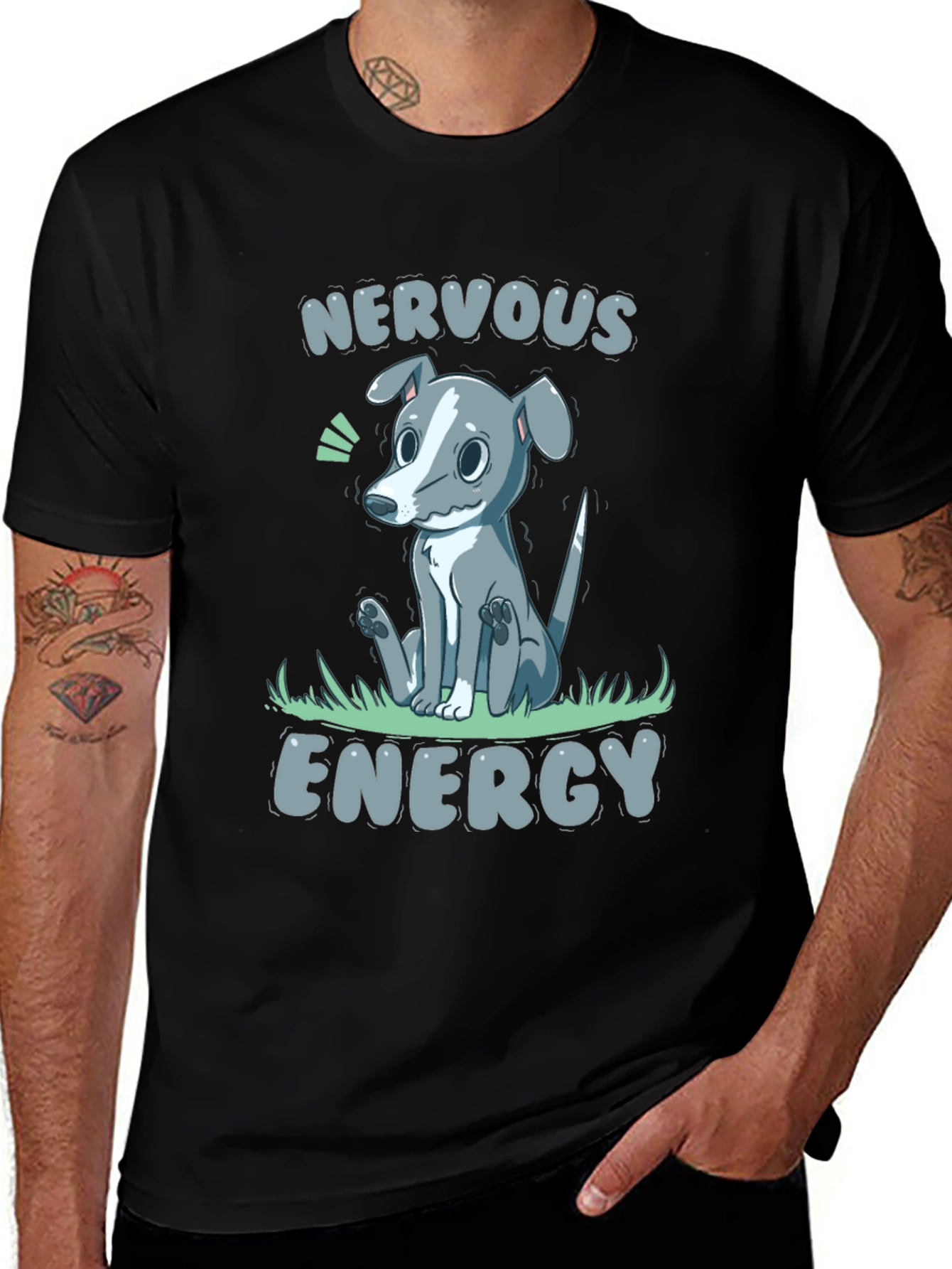 Nervous Energy Dog Graphic Tee - Unisex Black T-Shirt