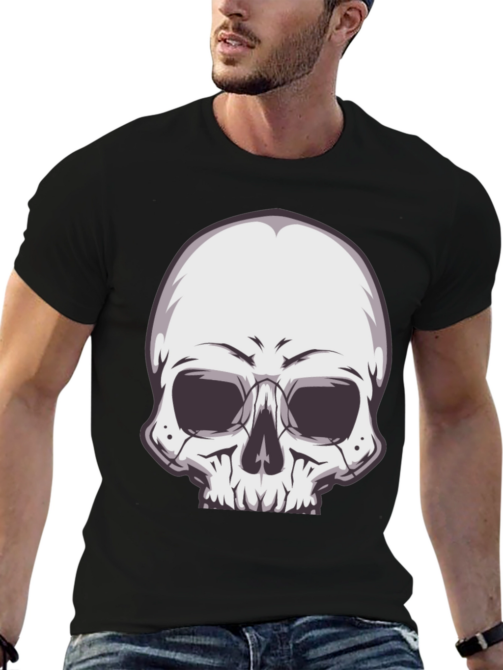 Skull Graphic Tee - Stylish Black T-Shirt