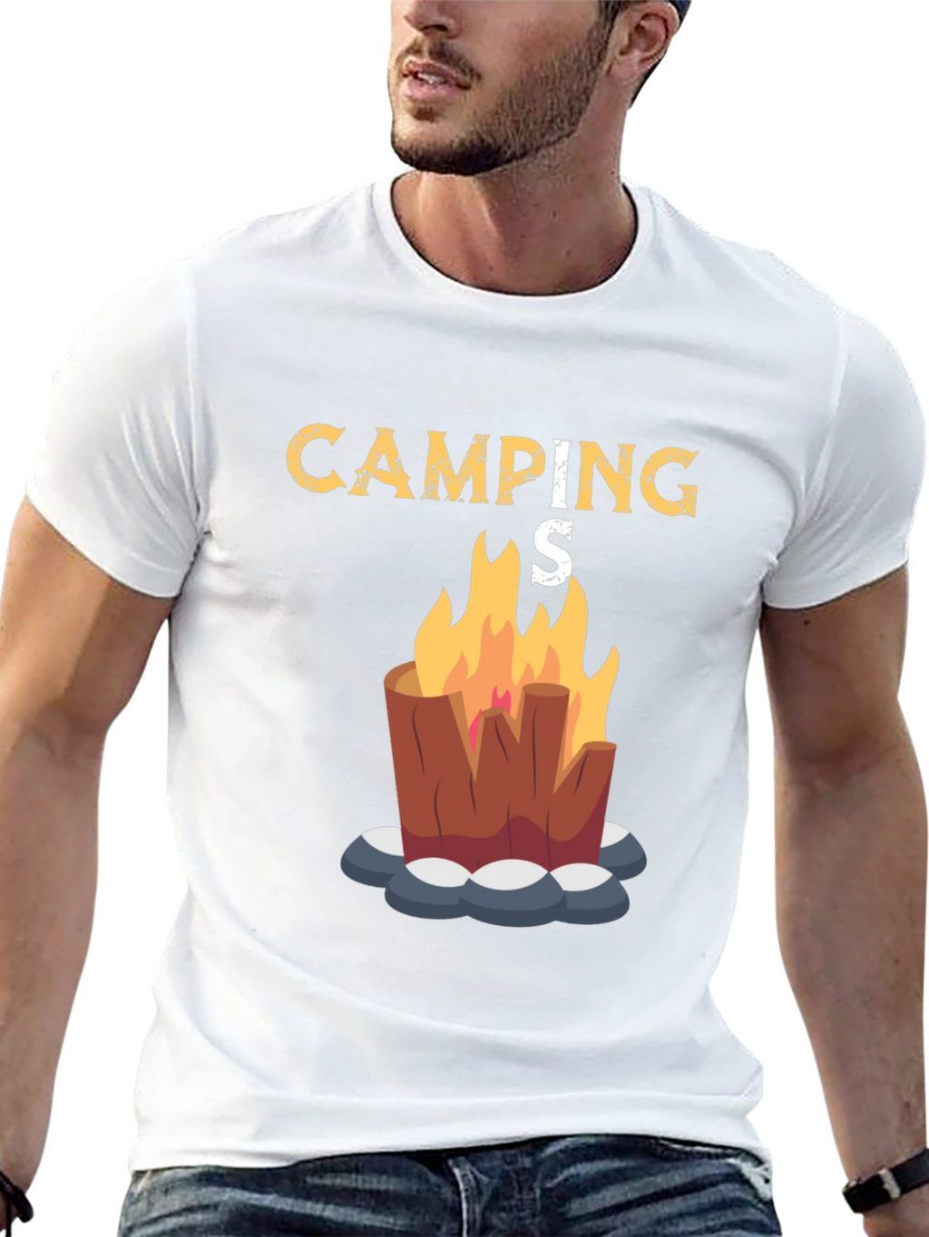 Camping Bonfire Graphic Tee - Black Unisex T-Shirt