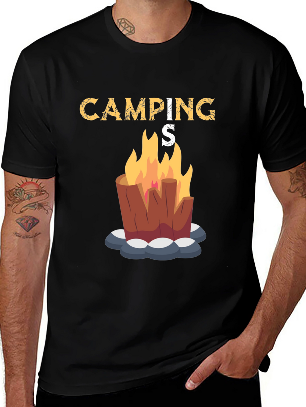 Camping Bonfire Graphic Tee - Black Unisex T-Shirt
