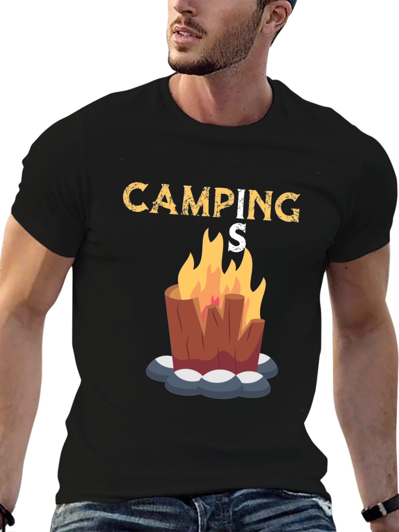 Camping Bonfire Graphic Tee - Black Unisex T-Shirt