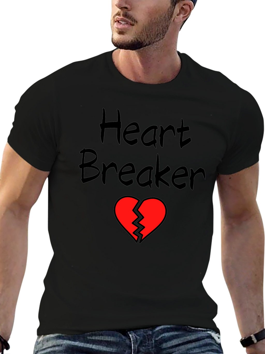 Heart Breaker Graphic Tee - Black Cotton Shirt