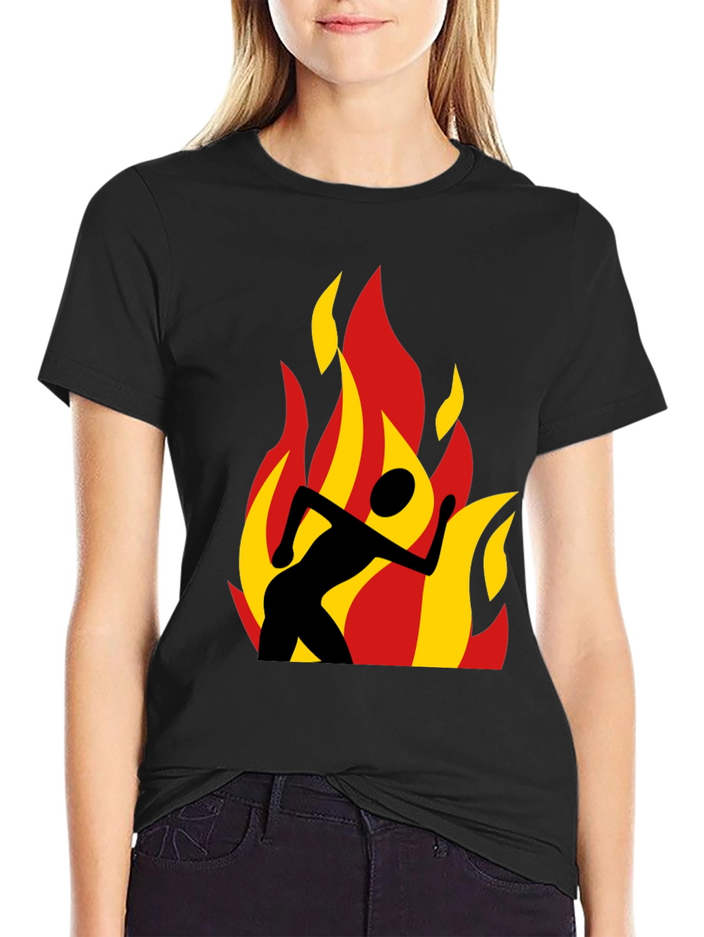 Flaming Runner Black Graphic Tee