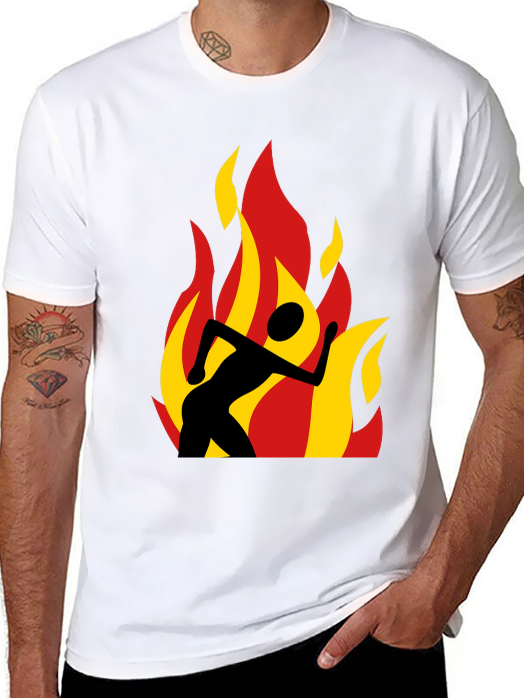 Flaming Runner Black Graphic Tee