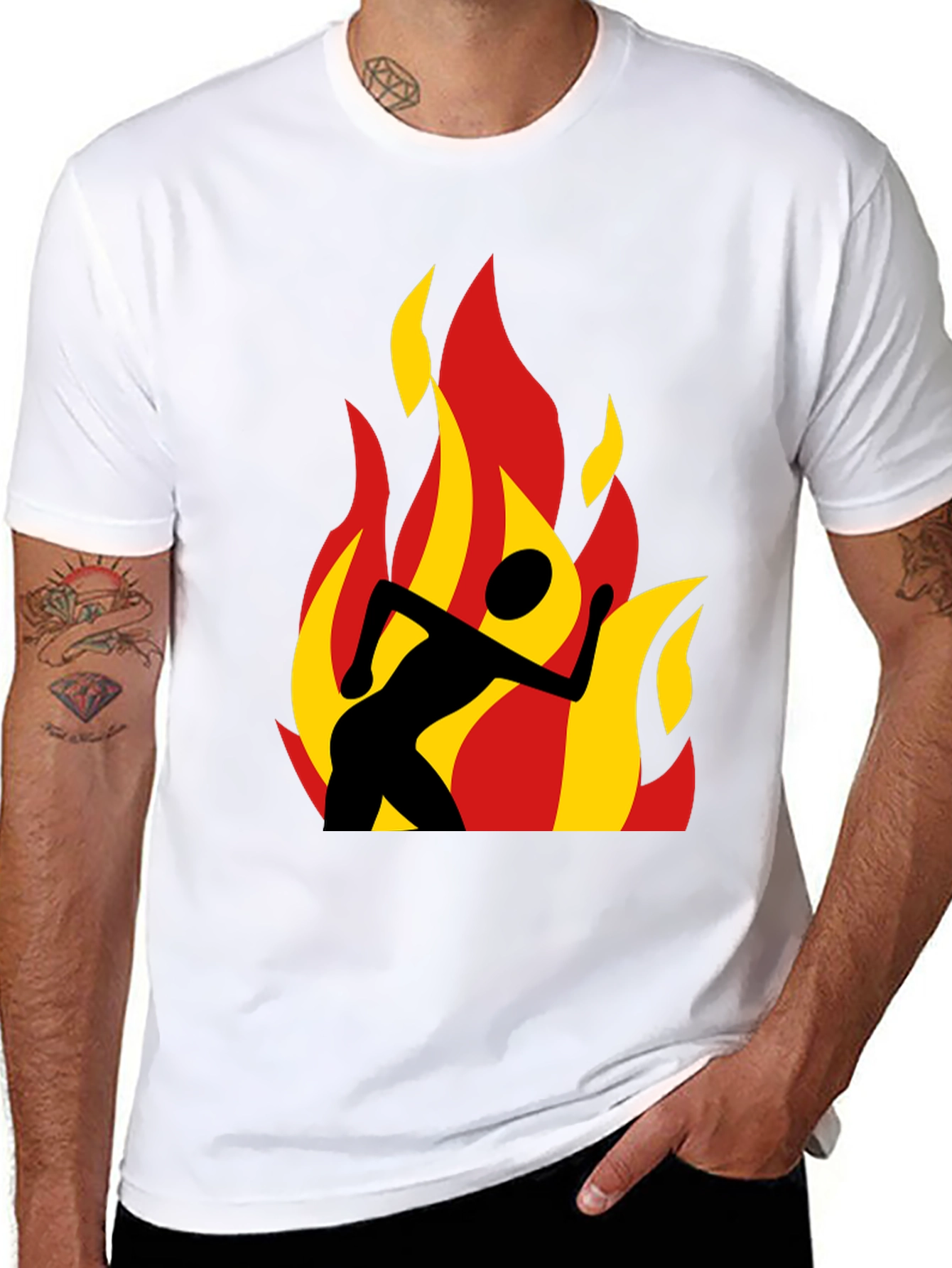 Flaming Runner Black Graphic Tee