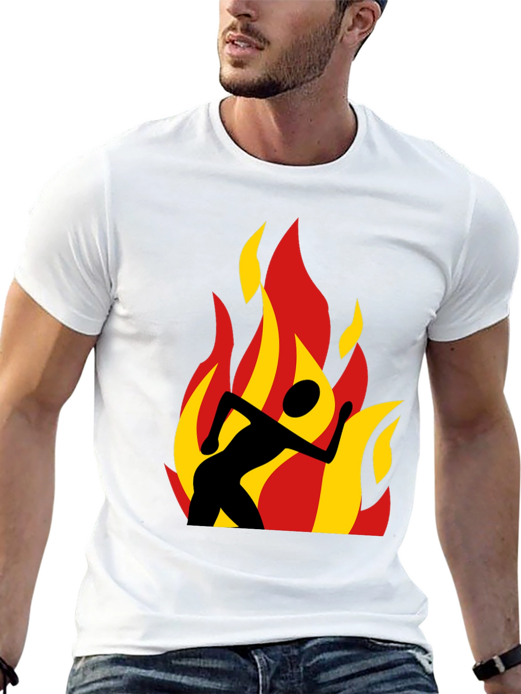 Flaming Runner Black Graphic Tee