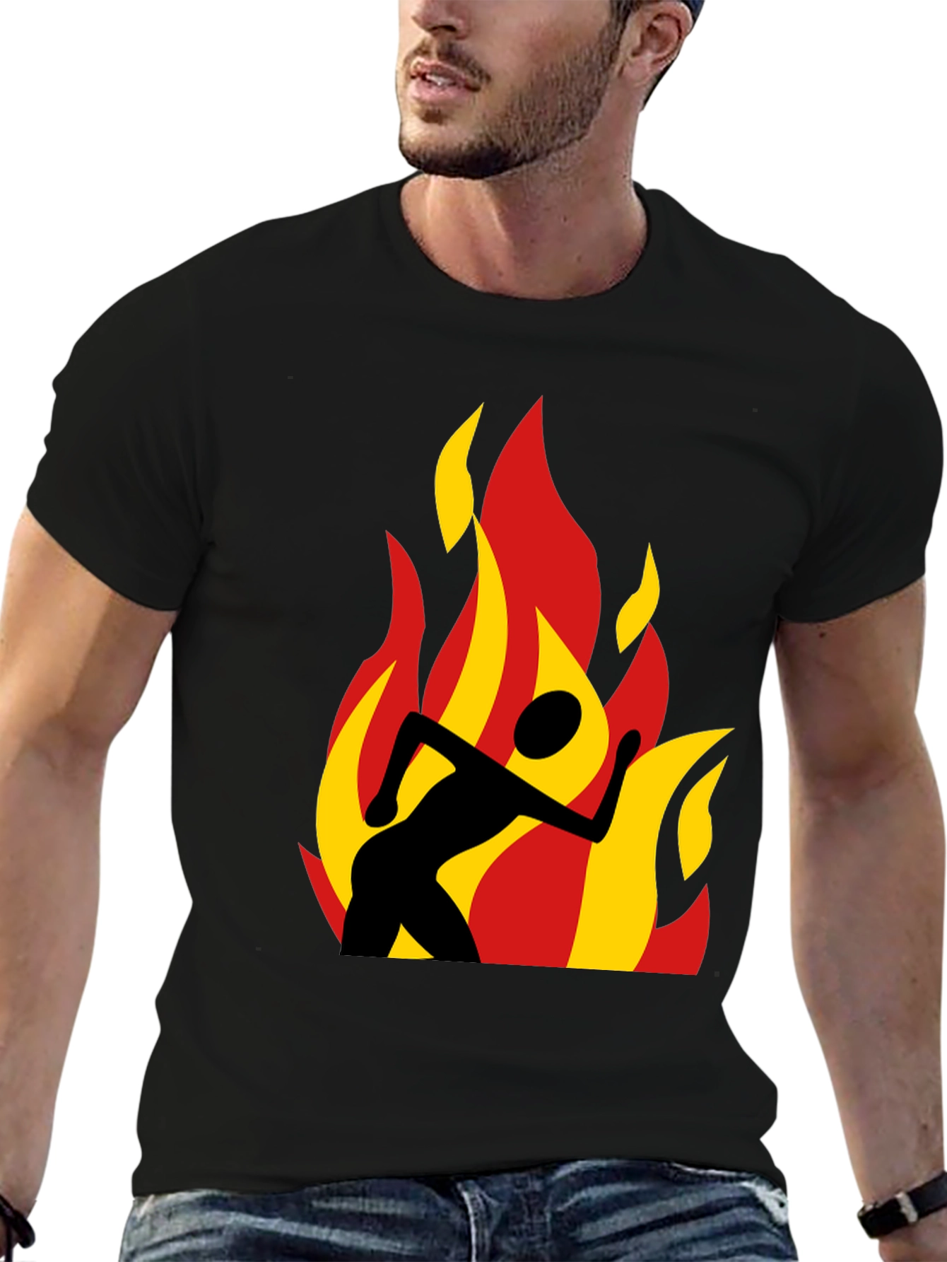 Flaming Runner Black Graphic Tee
