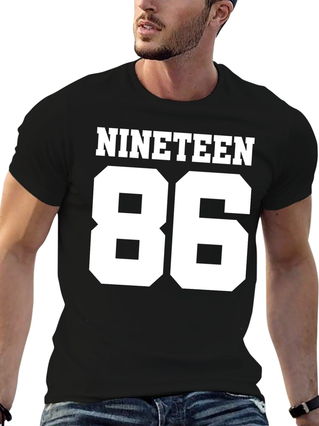 Nineteen 86 Black Tee - Retro Style