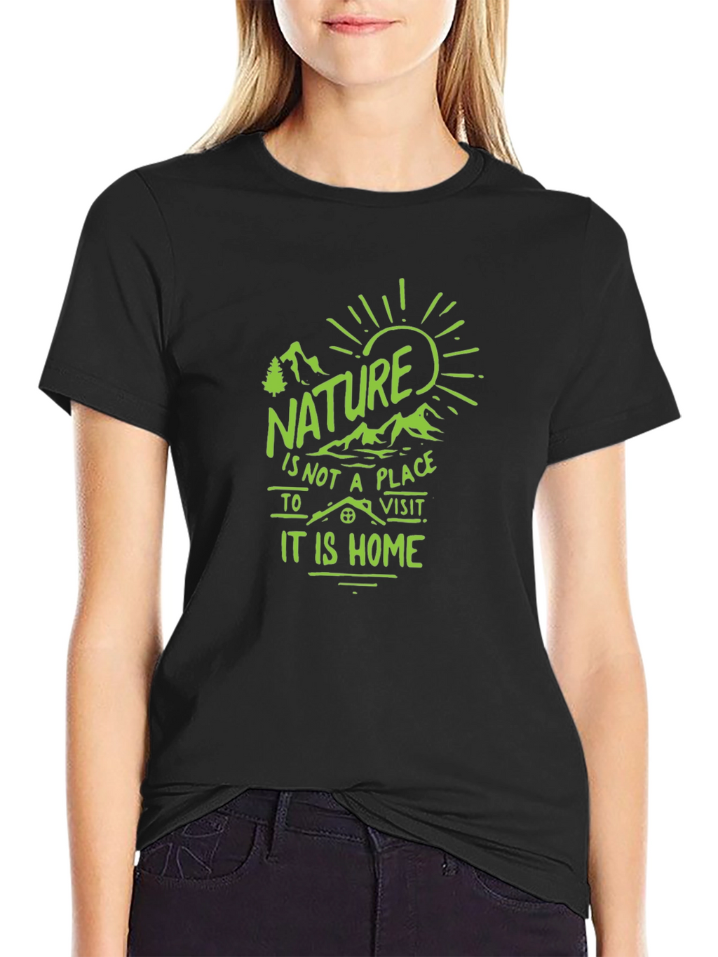 Nature is Home Graphic Tee - Black Cotton T-Shirt