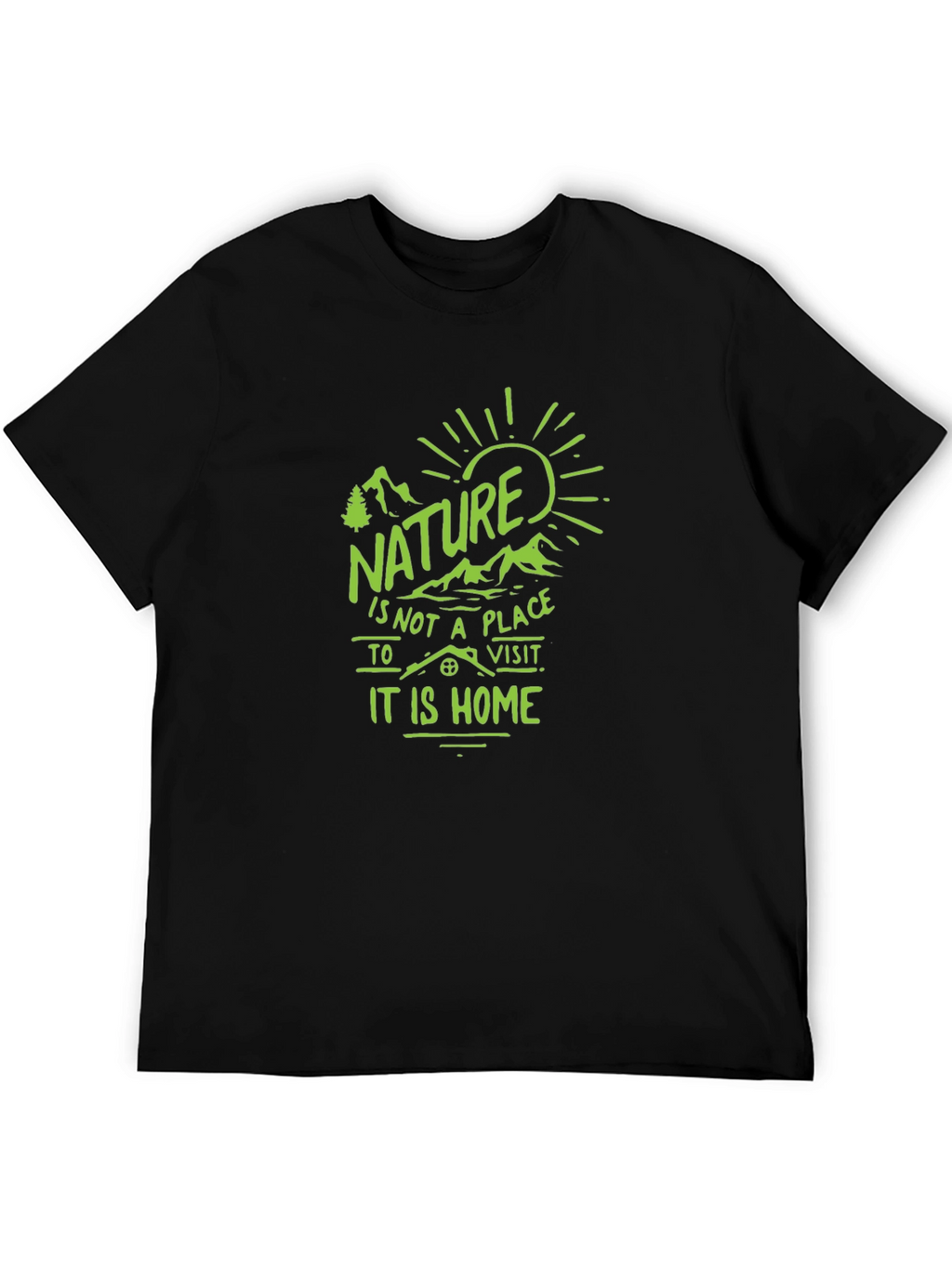 Nature is Home Graphic Tee - Black Cotton T-Shirt
