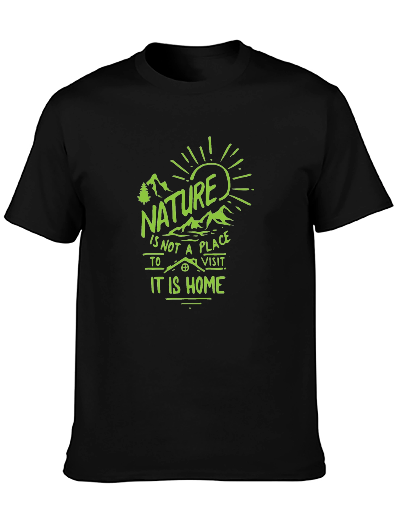 Nature is Home Graphic Tee - Black Cotton T-Shirt