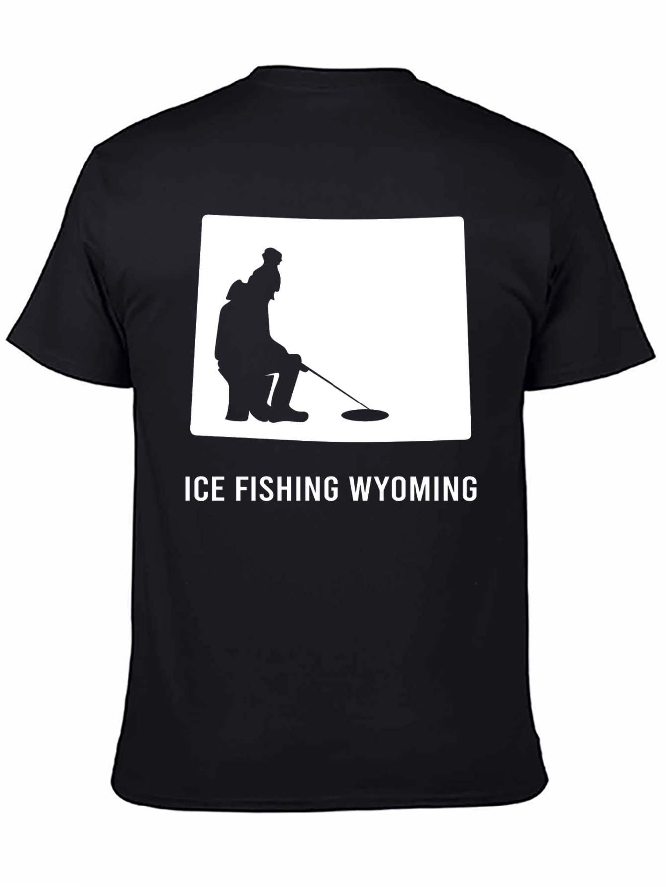 Ice Fishing Wyoming Tee - Black Cotton Graphic T-Shirt