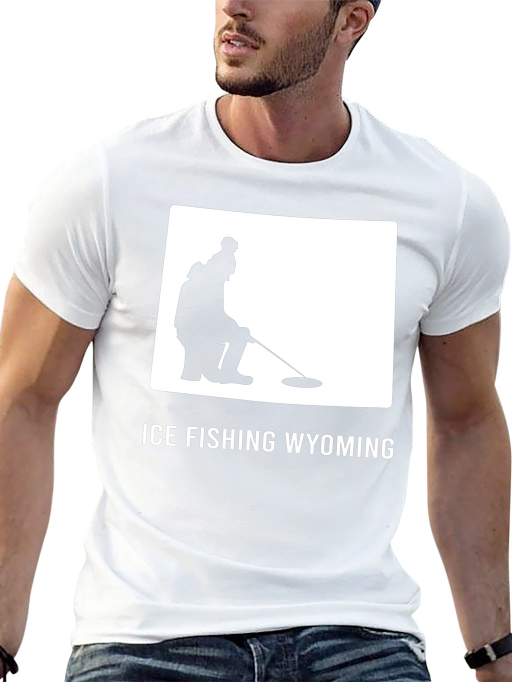 Ice Fishing Wyoming Tee - Black Cotton Graphic T-Shirt