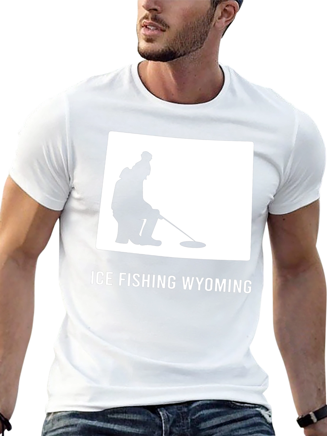 Ice Fishing Wyoming Tee - Black Cotton Graphic T-Shirt