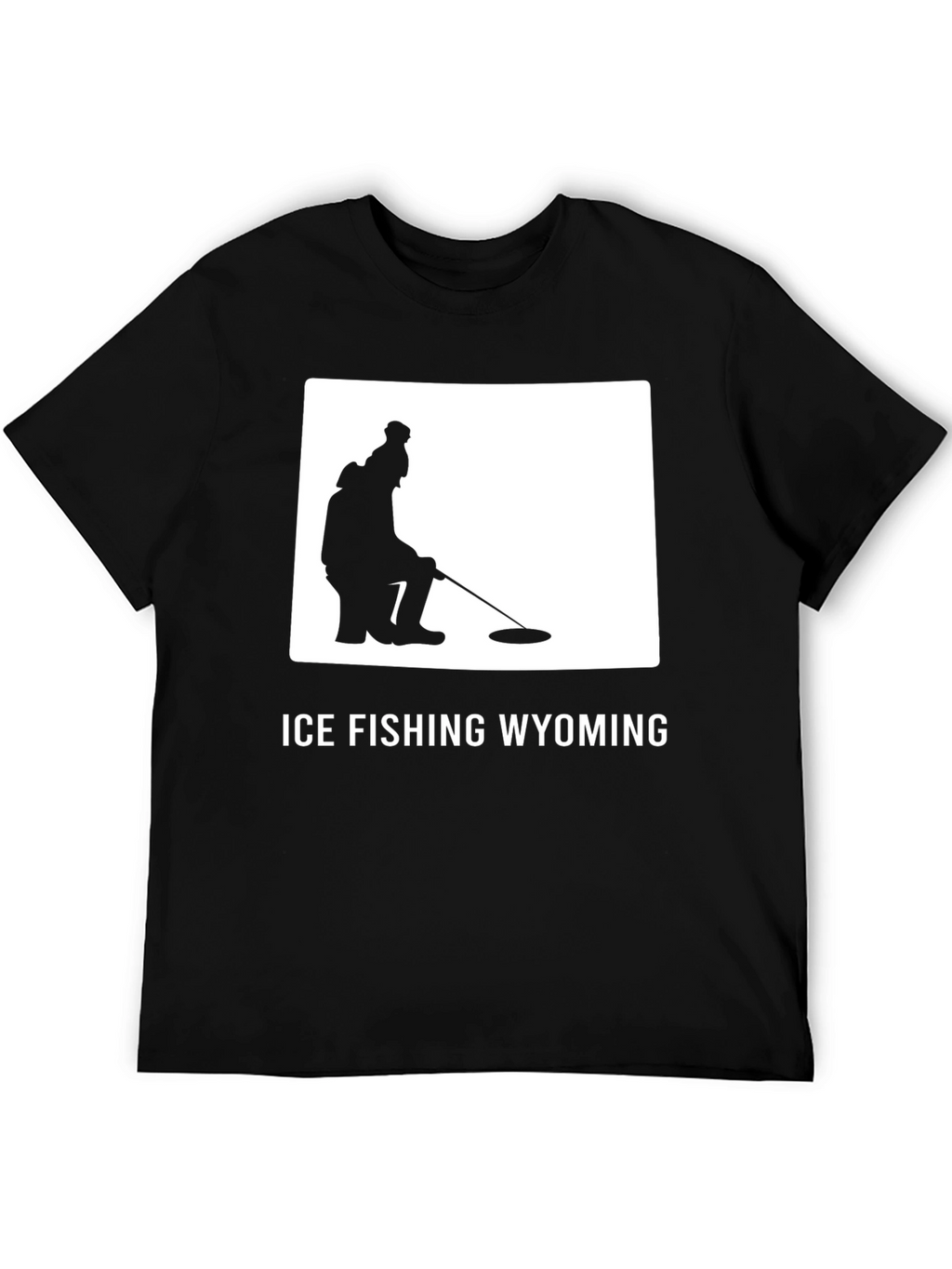 Ice Fishing Wyoming Tee - Black Cotton Graphic T-Shirt
