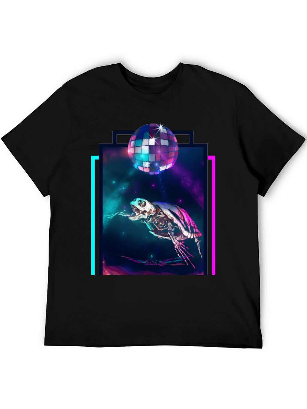 Cosmic Turtle Skeleton Disco Party T-Shirt