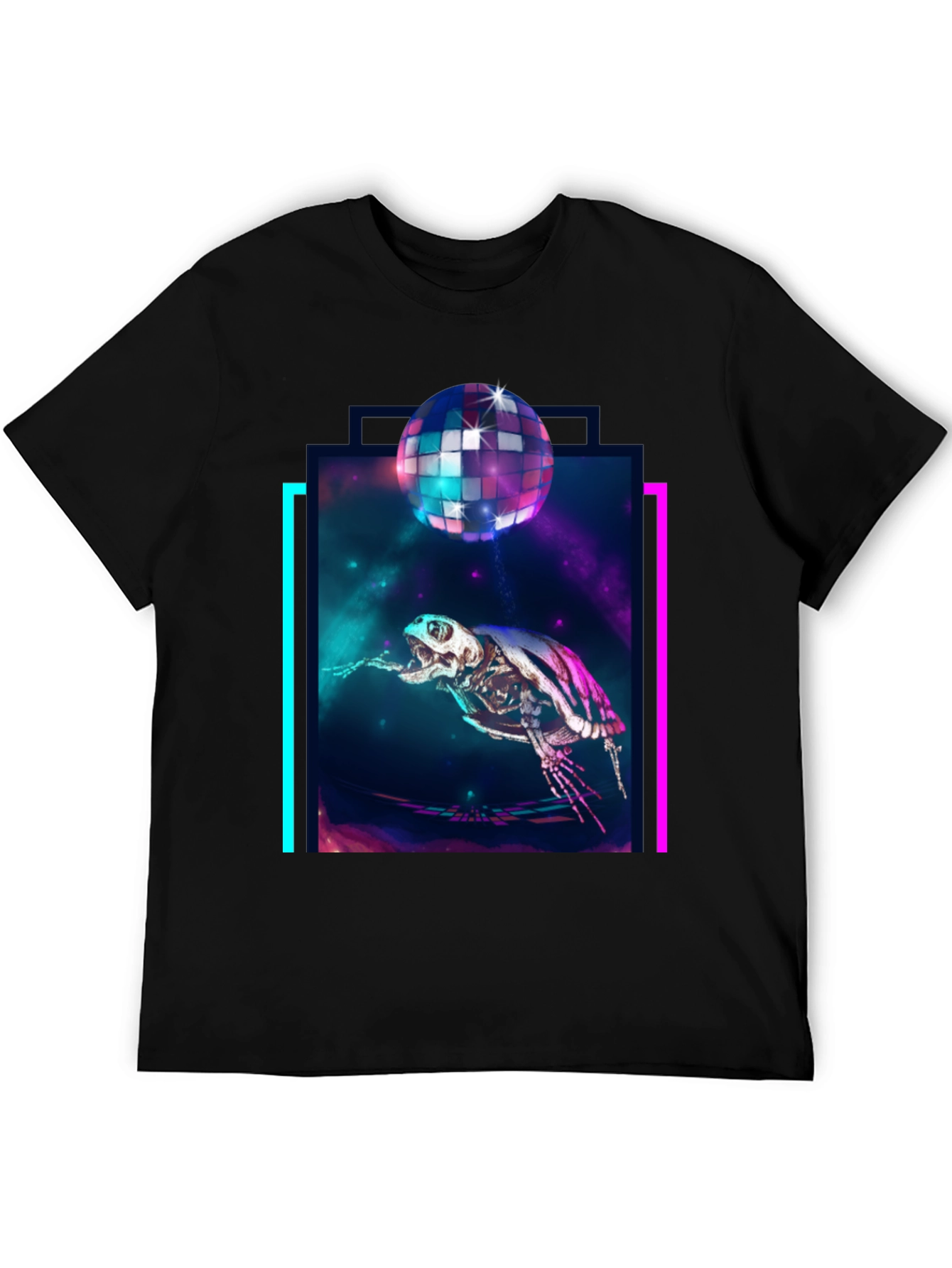 Cosmic Turtle Skeleton Disco Party T-Shirt
