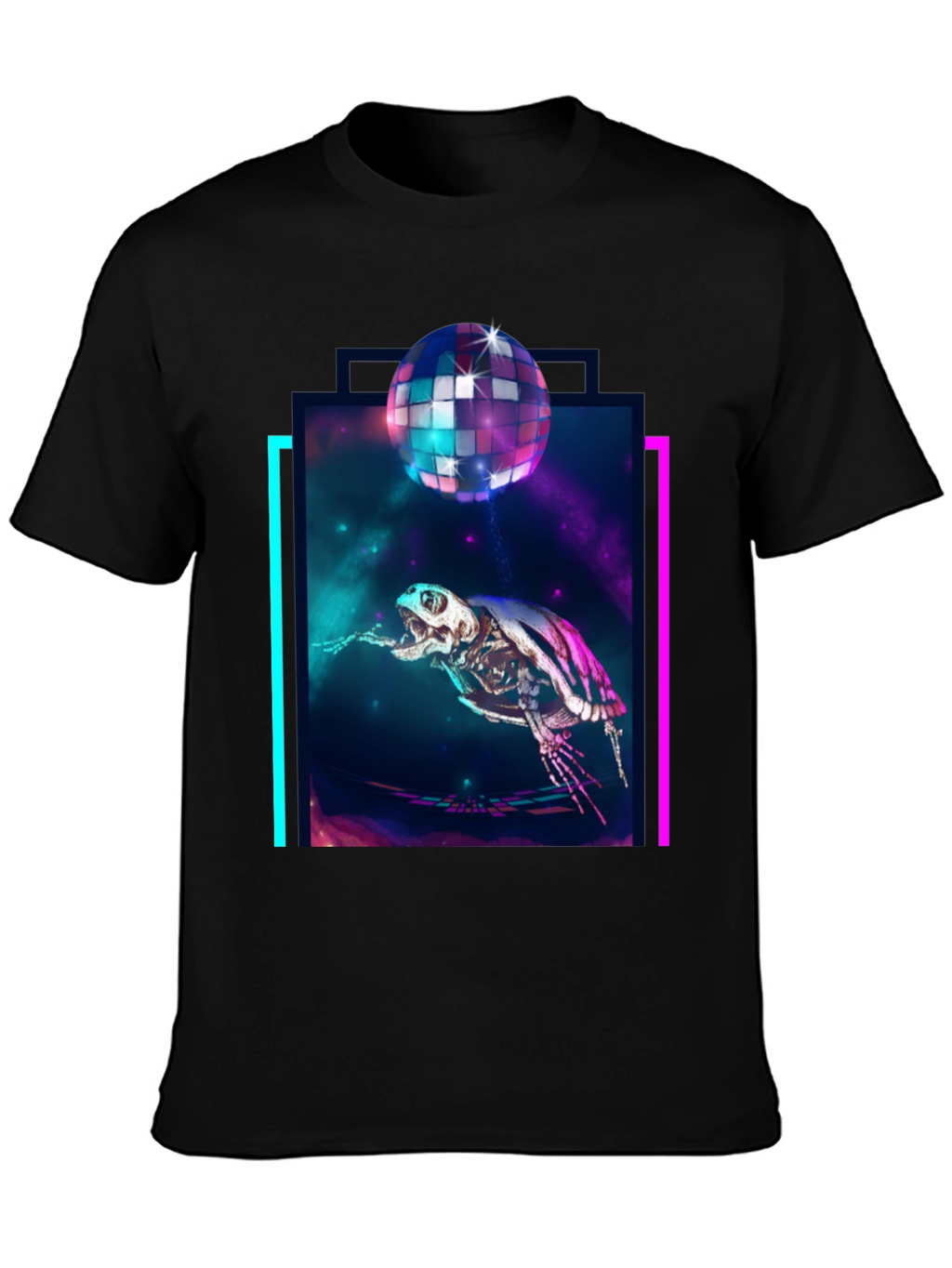 Cosmic Turtle Skeleton Disco Party T-Shirt