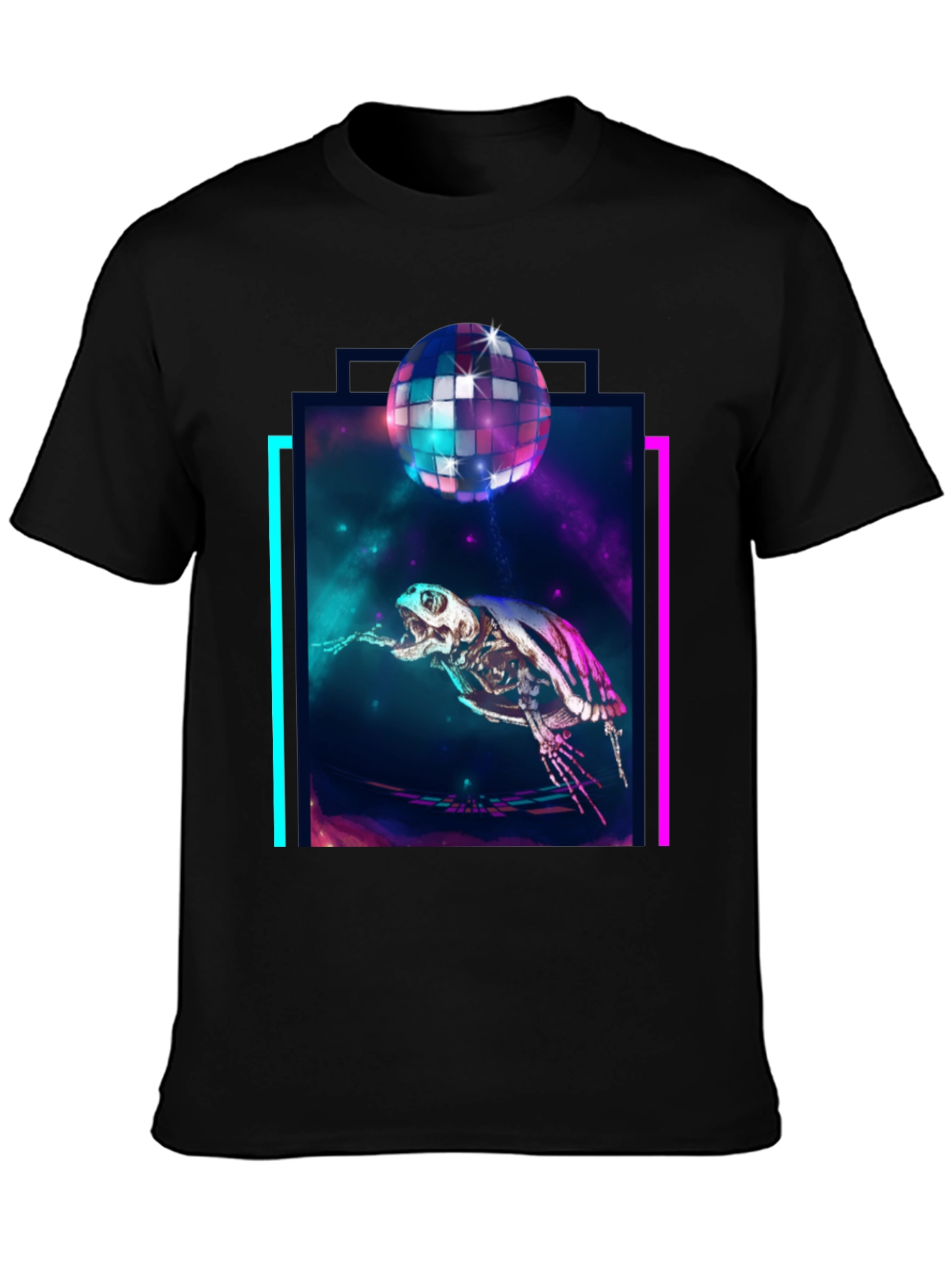 Cosmic Turtle Skeleton Disco Party T-Shirt