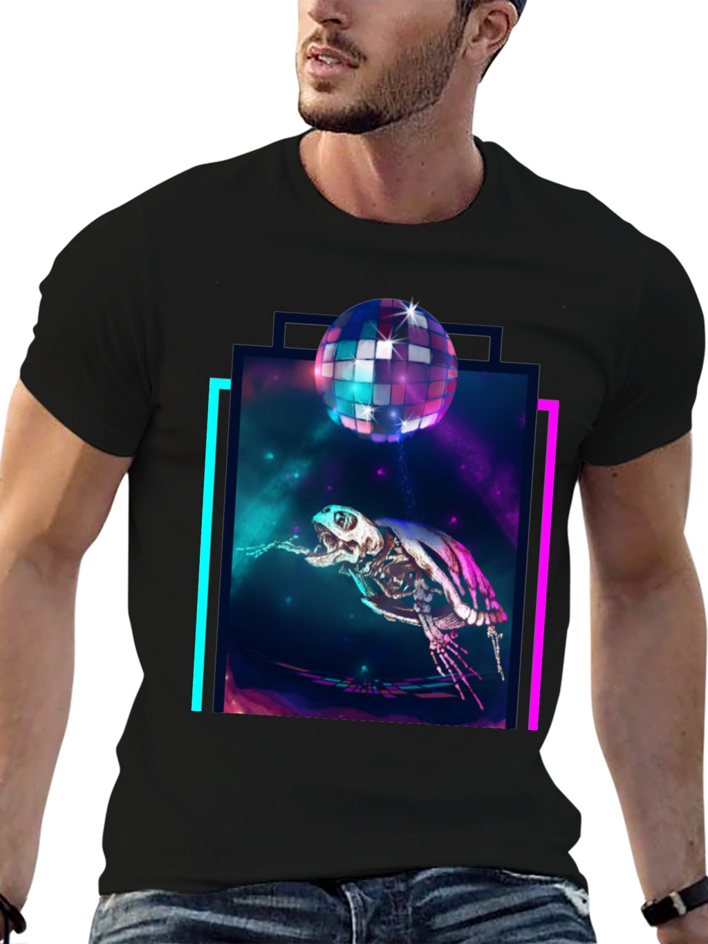 Cosmic Turtle Skeleton Disco Party T-Shirt