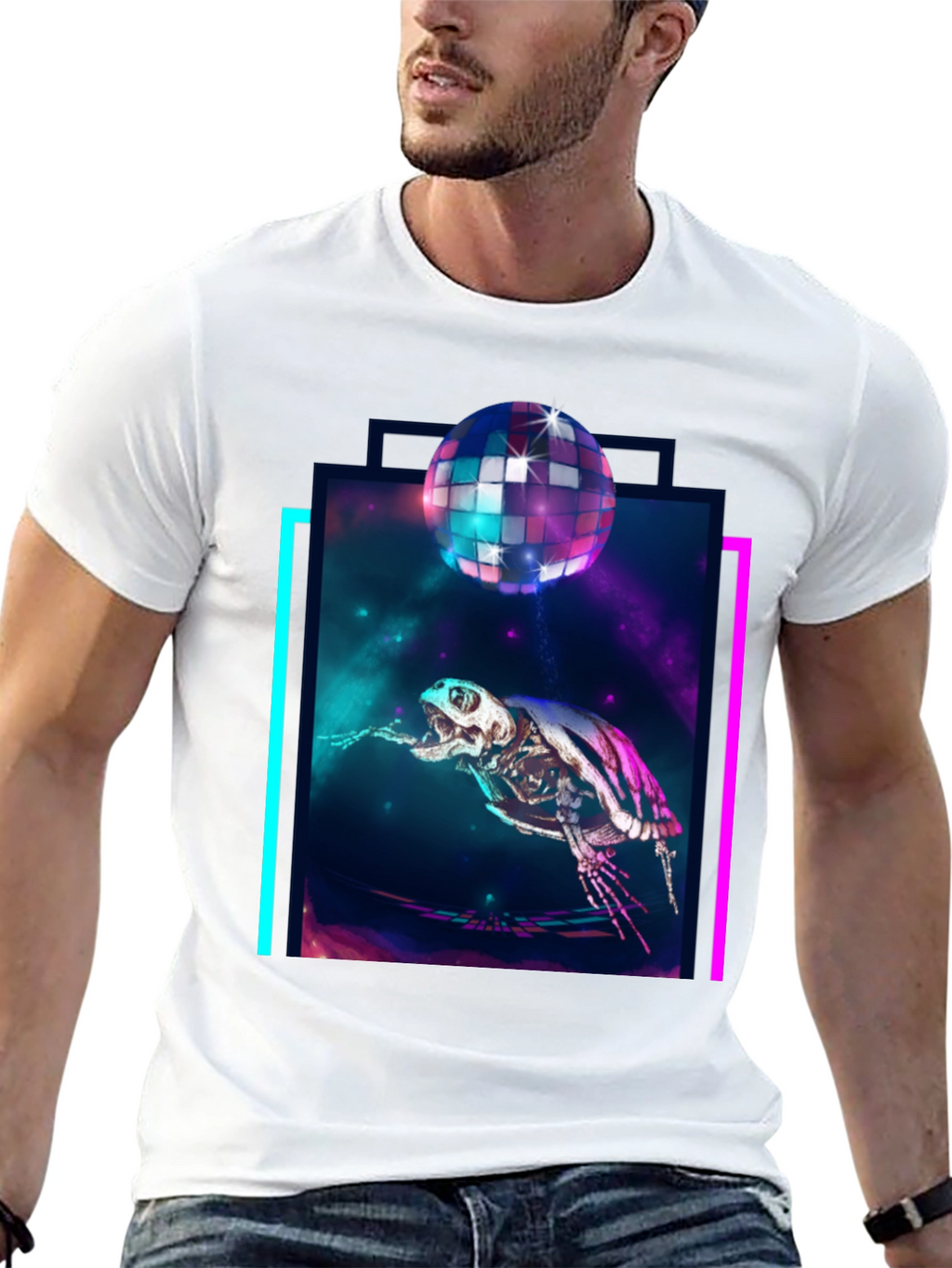Cosmic Turtle Skeleton Disco Party T-Shirt