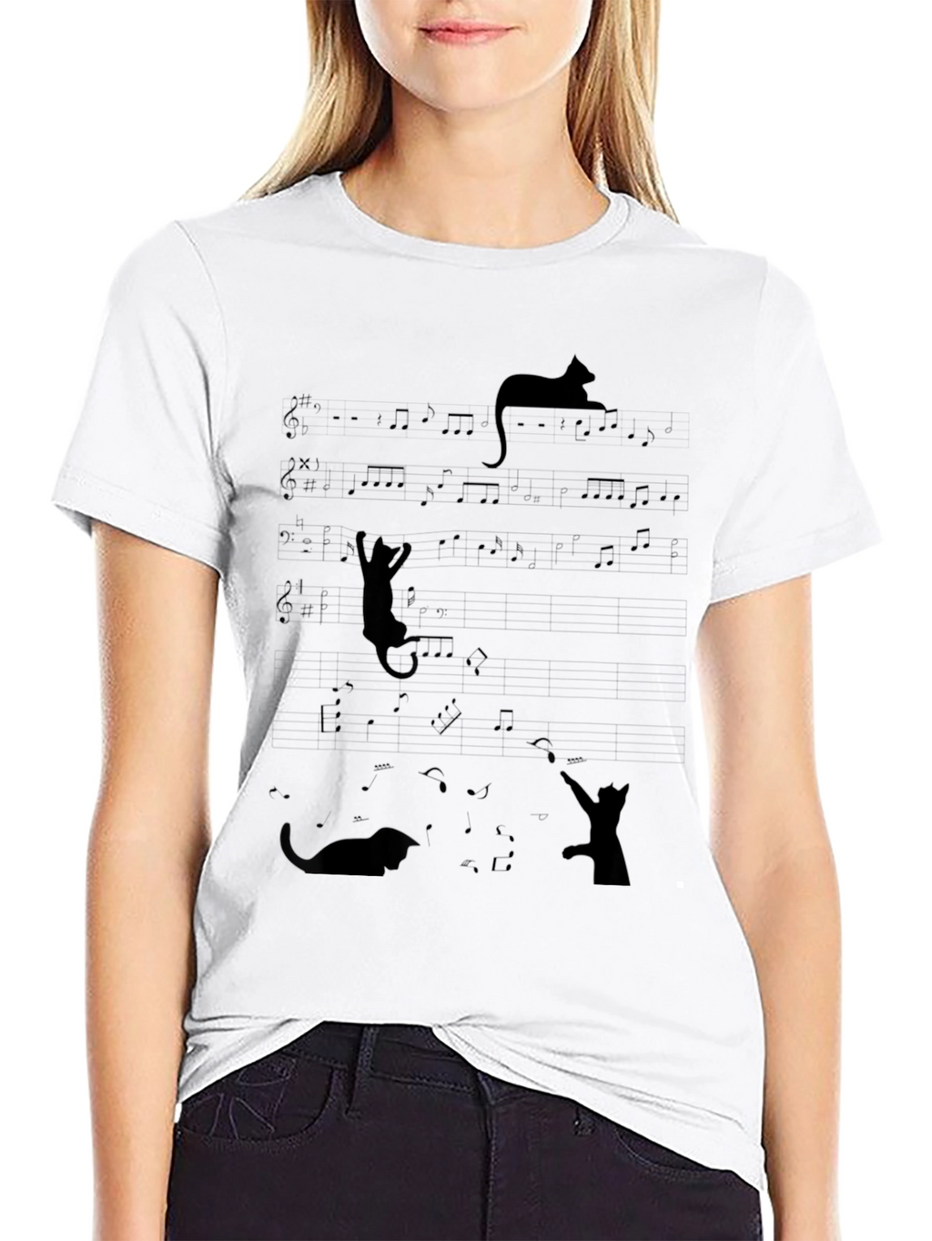 Cat Music Notes T-Shirt
