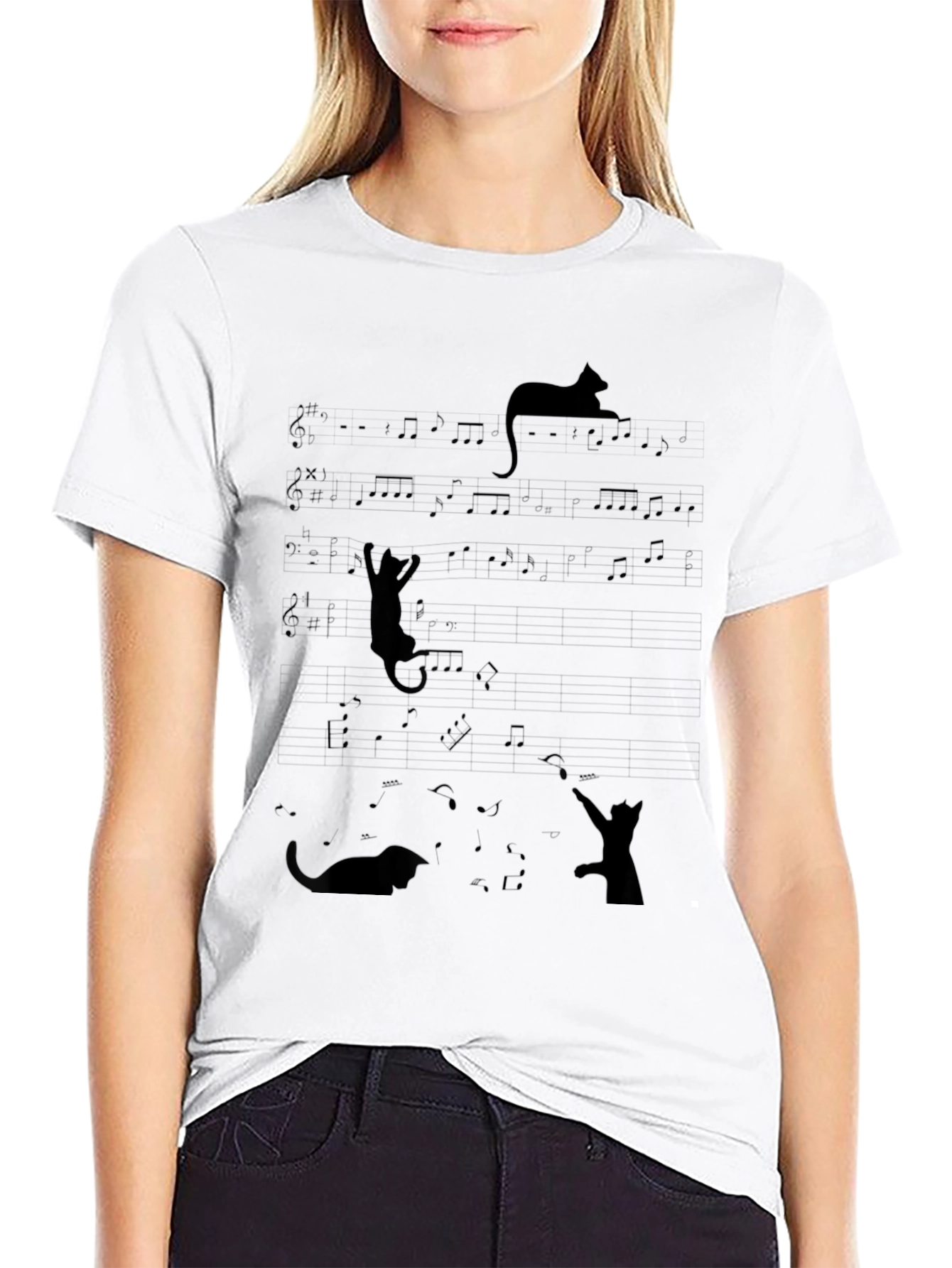 Cat Music Notes T-Shirt