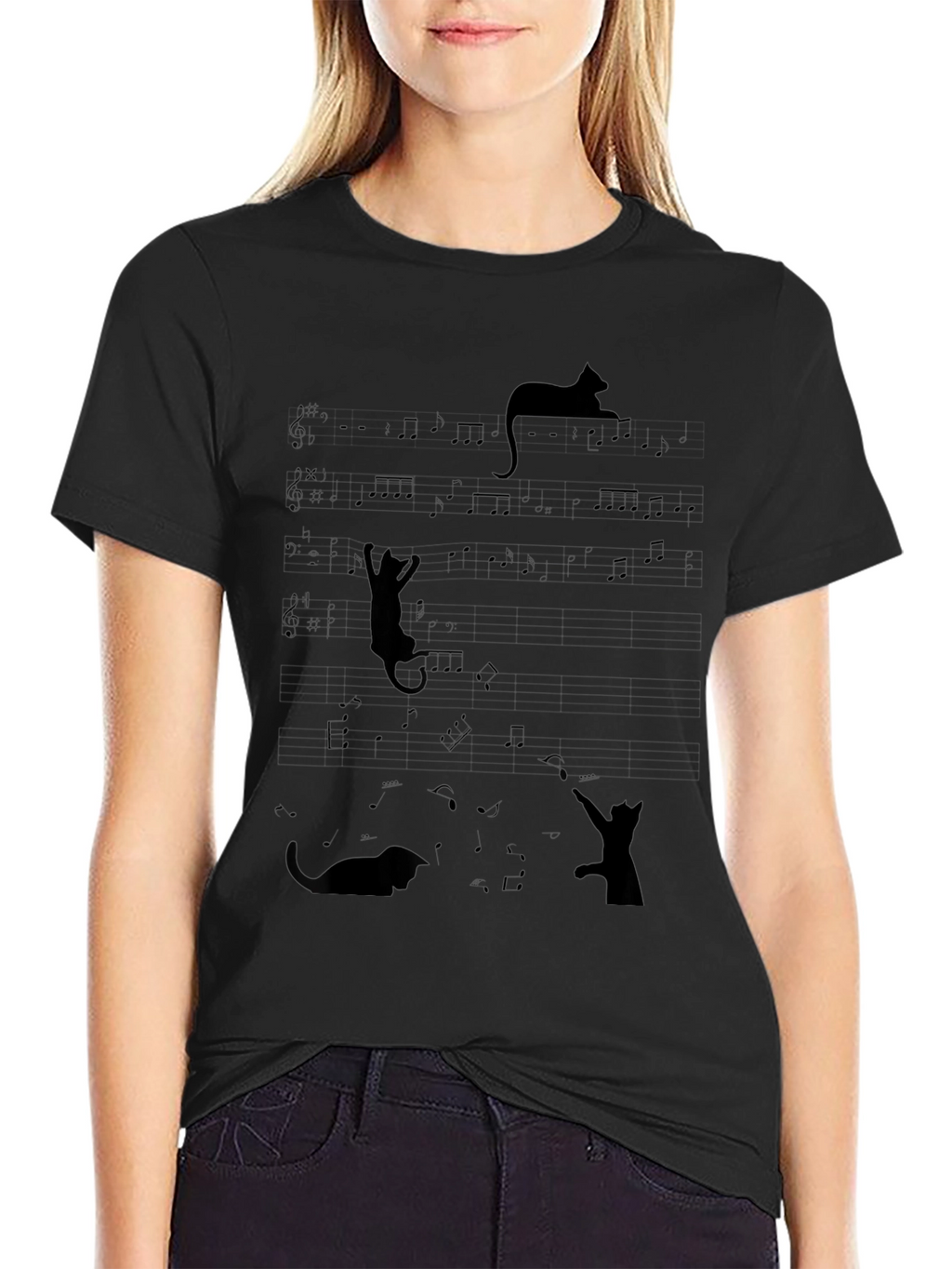 Cat Music Notes T-Shirt