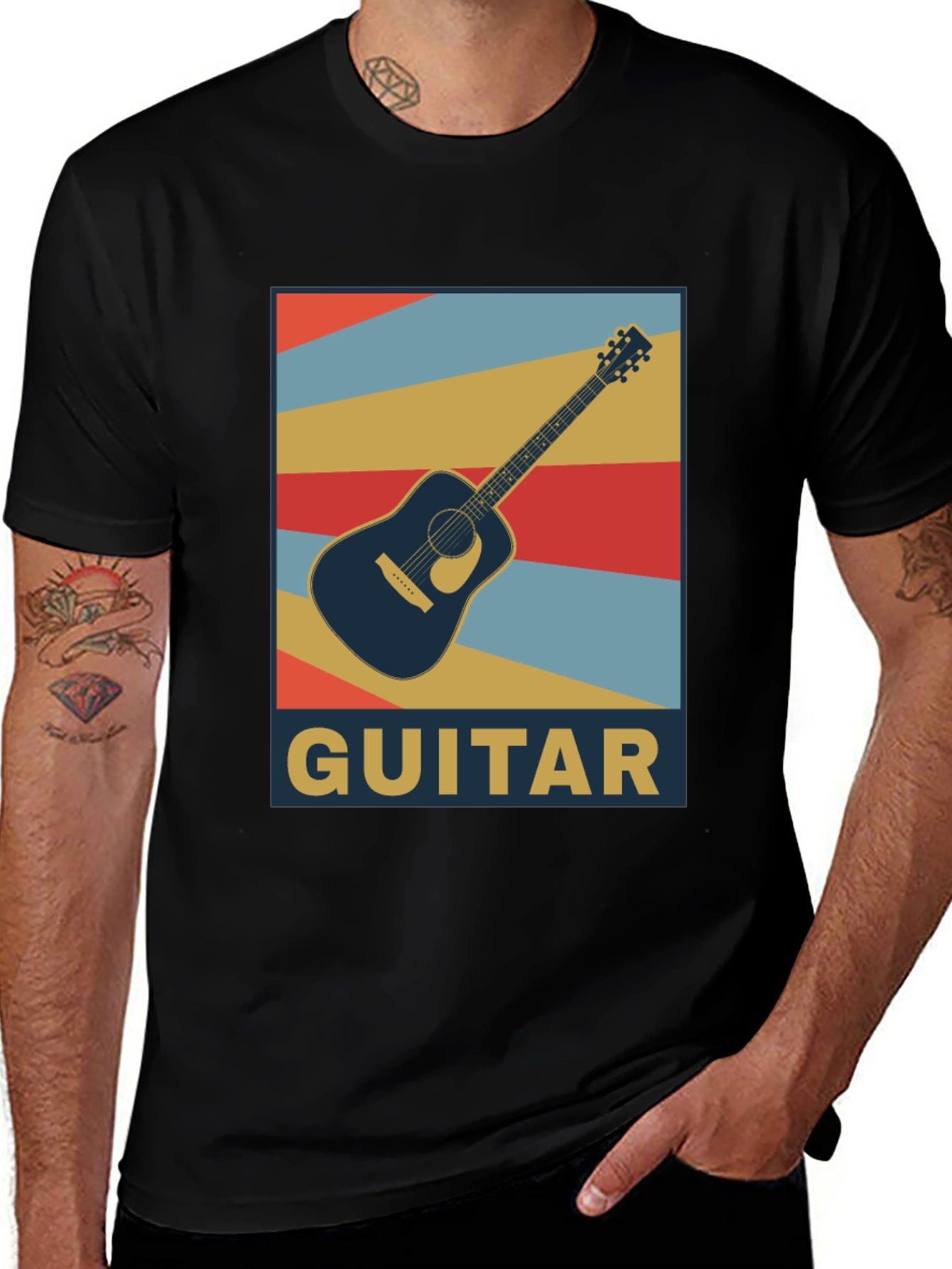 Vintage Guitar Graphic Tee - Retro Music Lover T-Shirt